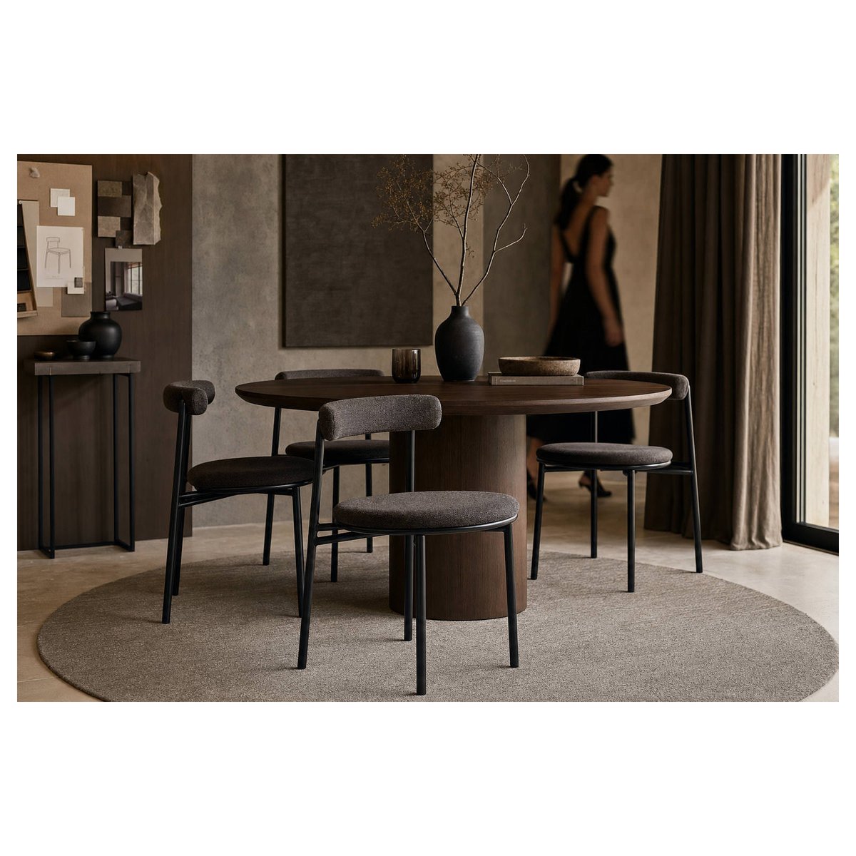 Chaise rembourrée métal, Style contemporain noir et san remo noir, RECOLLECTION