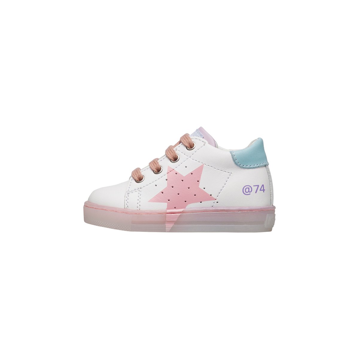 Sneakers en cuir avec étoile SALAZAR 3 blanc-bleu, FALCOTTO
