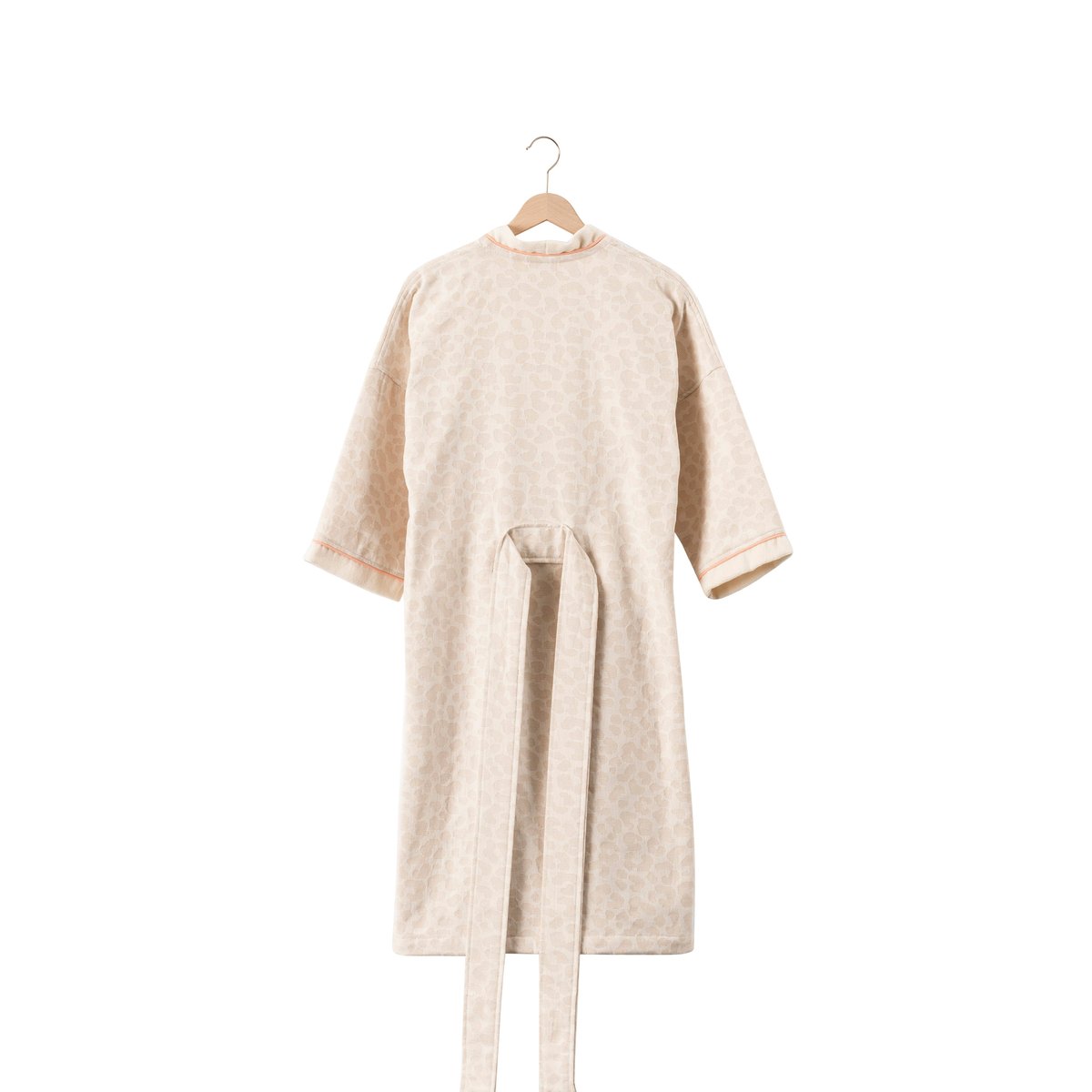Peignoir coton col kimono LÉONORE ivoire, CARRE BLANC