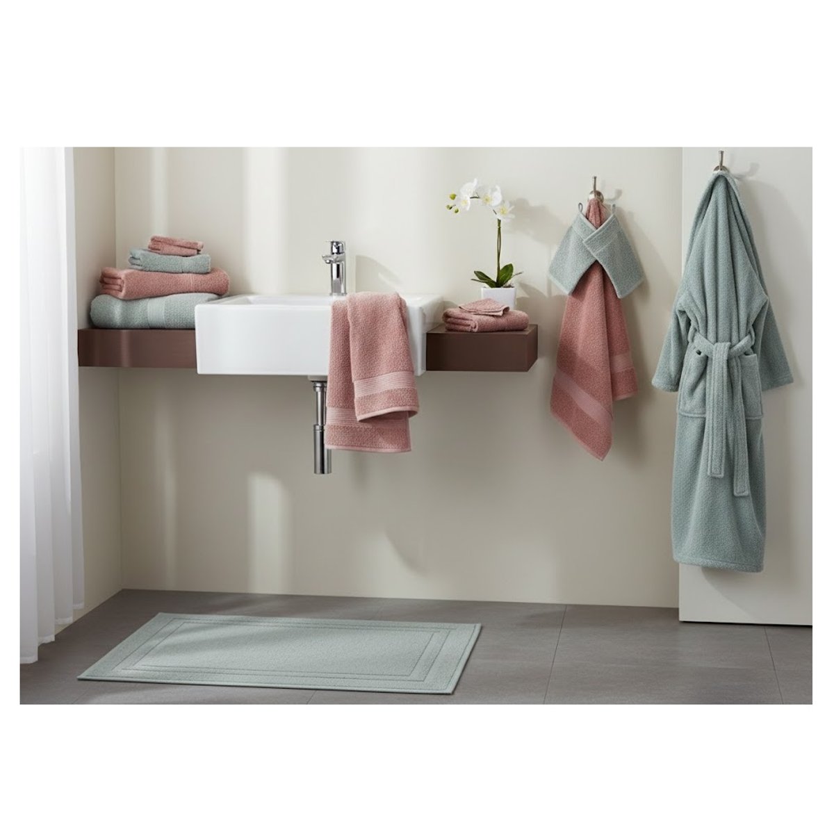 Serviette de toilette en coton Lilas anthracite, EDEN
