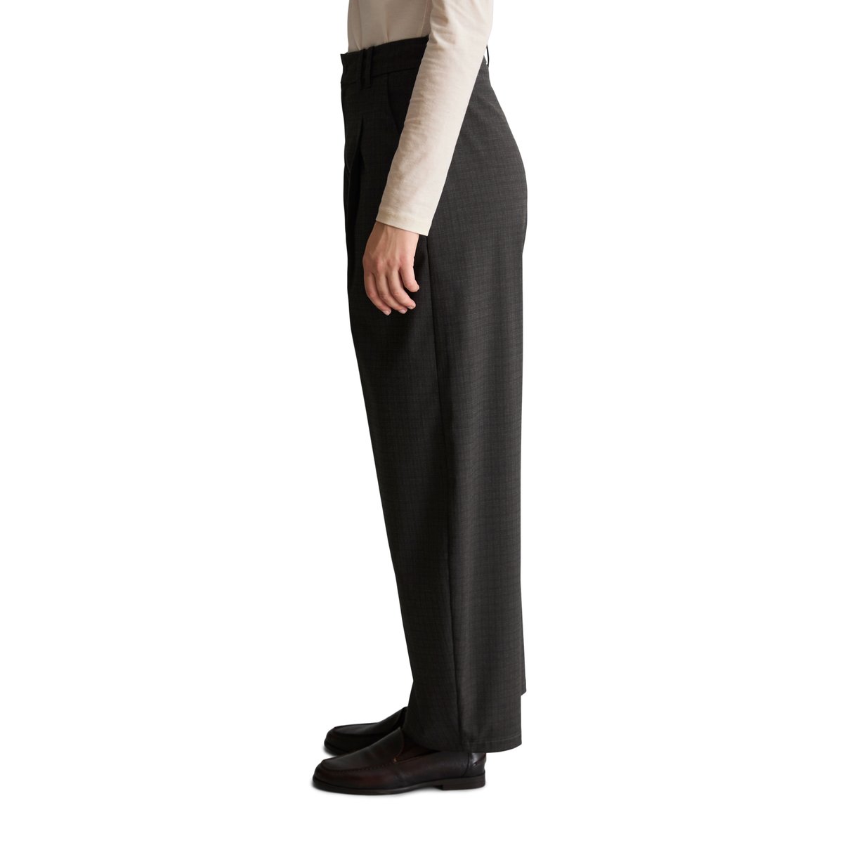 Pantalon à carreaux, coupe décontractée en un mélange de matières souples gris, MARC O’POLO DENIM