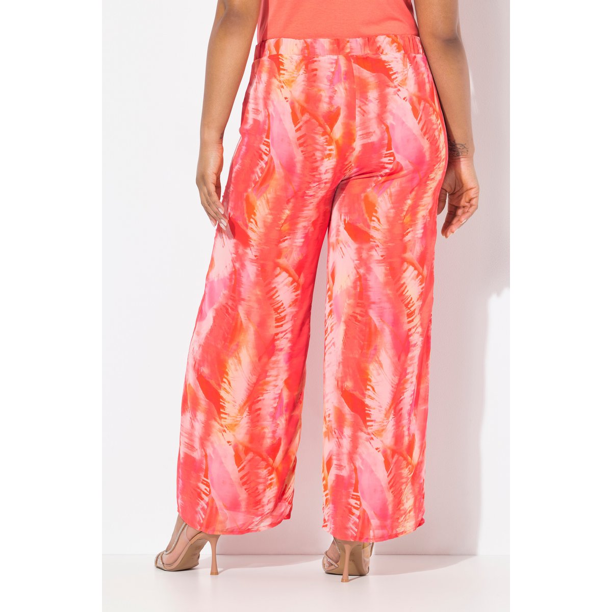 Pantalon en mousseline double épaisseur. corail, ULLA POPKEN