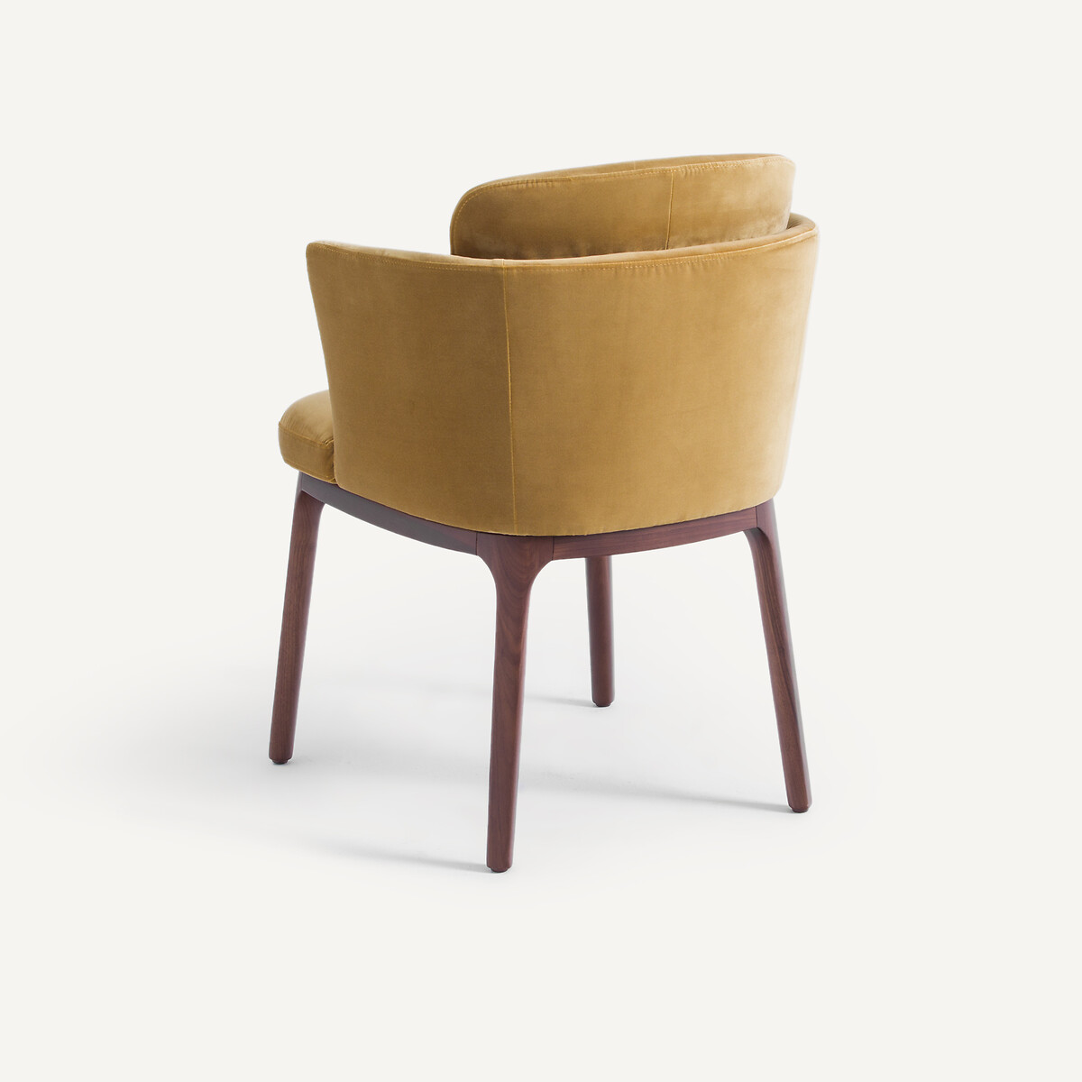 Fluwelen tafelfauteuil met walnoten poten Jabote mosterd, AM.PM