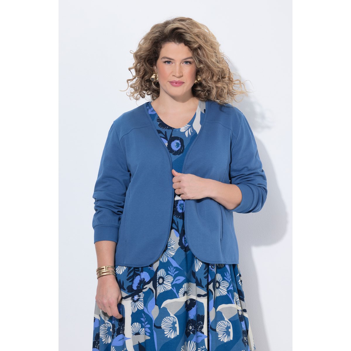 Veste en molleton de coton bio bleu jean, ULLA POPKEN