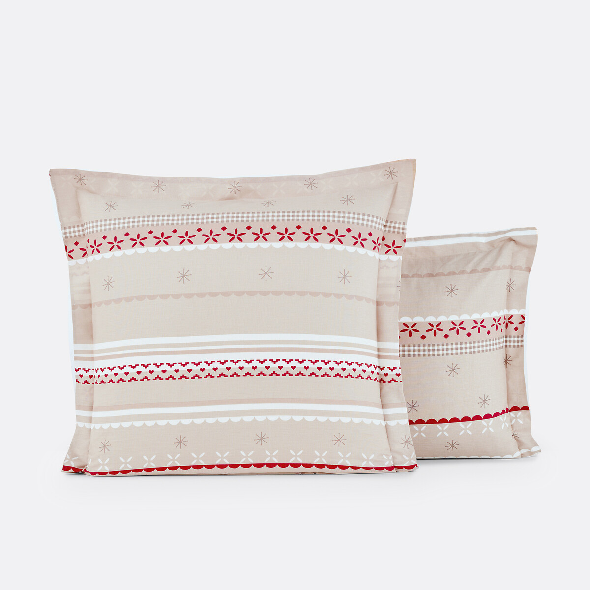 Federa per guanciale cotone, Tyrol beige/rosso, SO'HOME