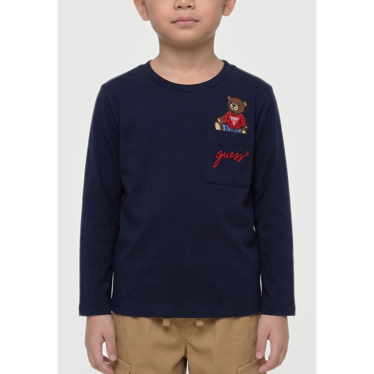 T-Shirt Logo Brodé bleu foncé, GUESS KIDS