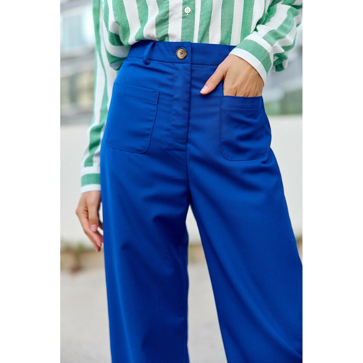 Sonny Wide Leg Trousers with Patch Pockets blue, LA PETITE ETOILE