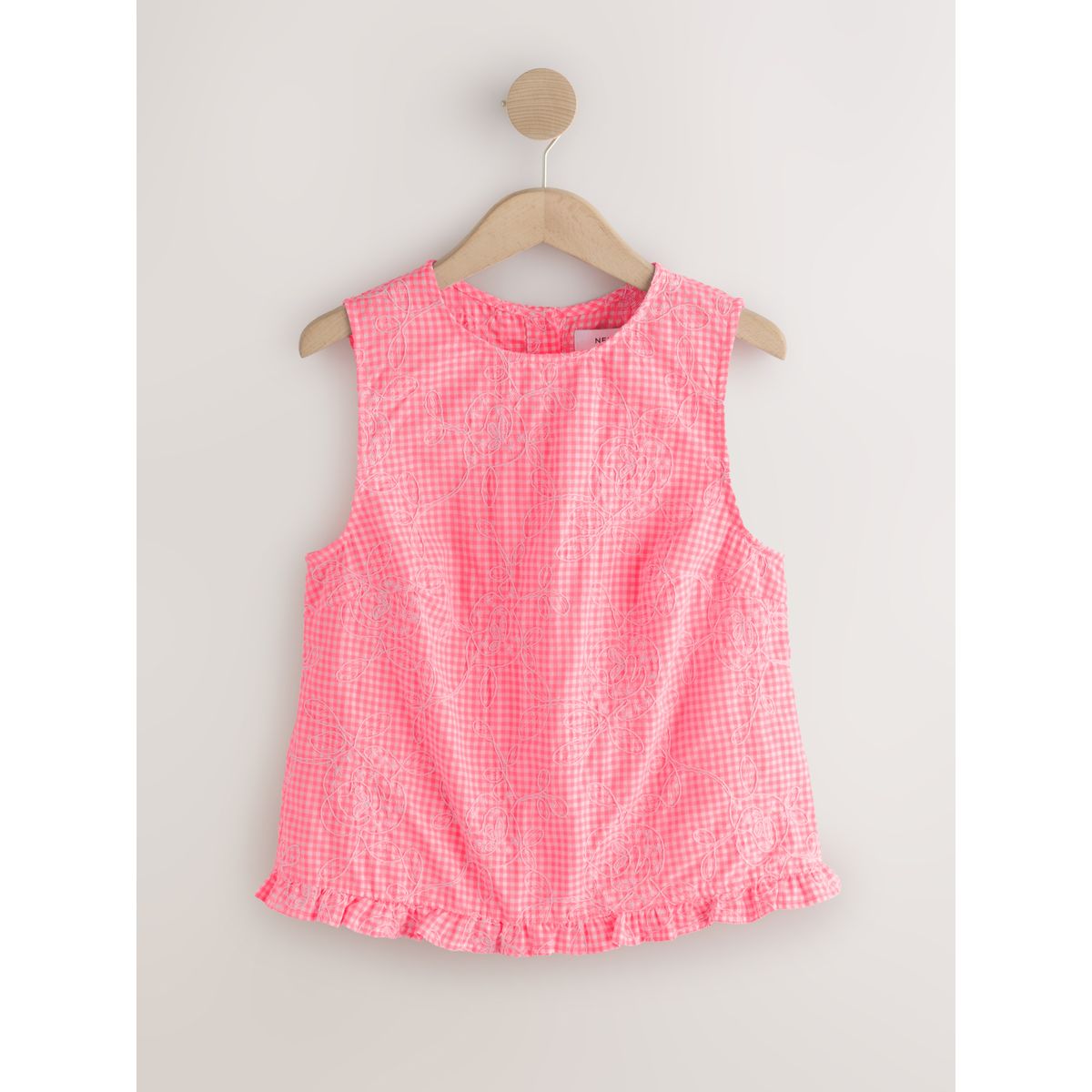 Haut vichy avec broderie rose/blanc, NEXT