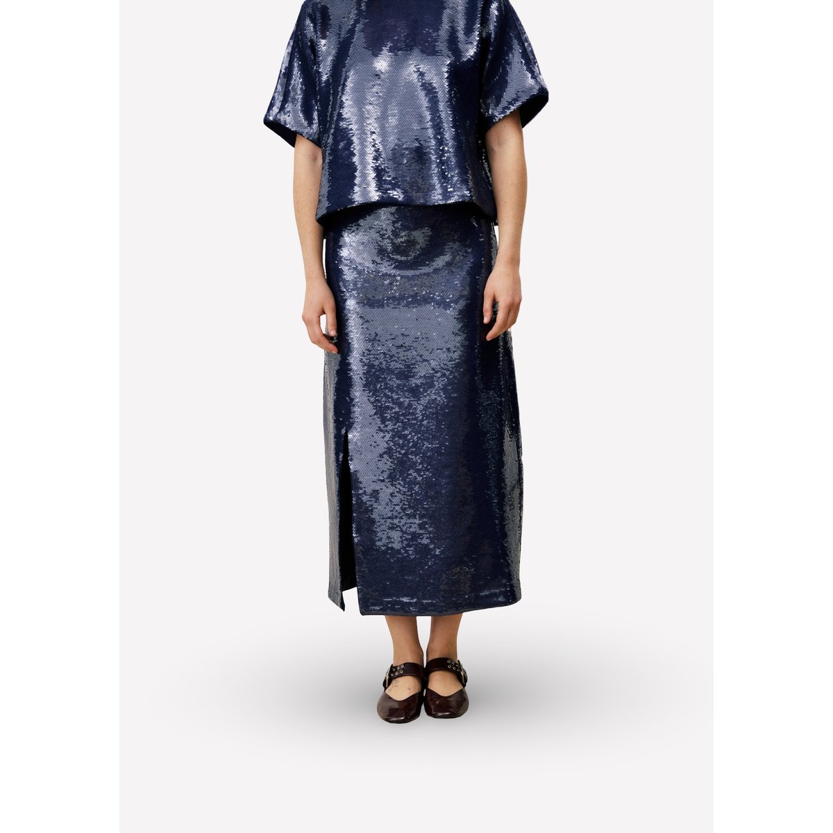 Jupes midi ROSS bleu jean, FRNCH