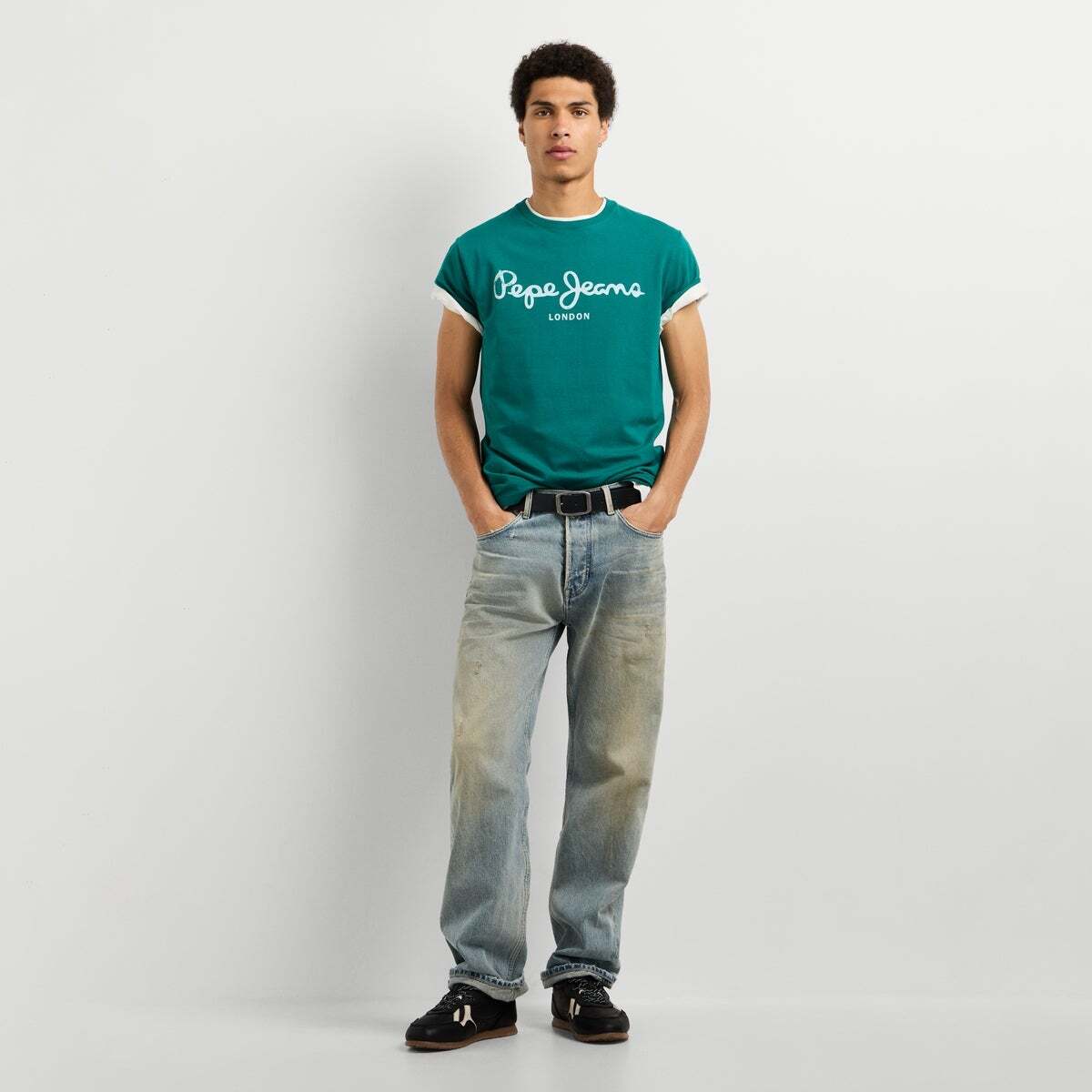 T-Shirt Coupe Slim Avec Logo vert sherwood, PEPE JEANS