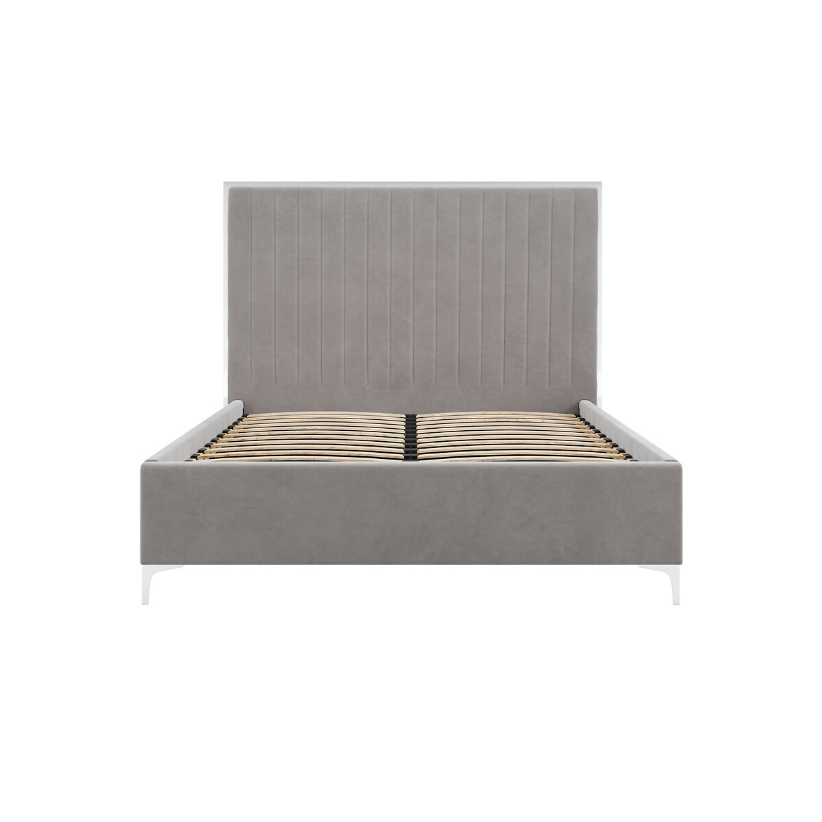 Bromley Velvet Tall Headboard Bed with Metal Trim mink grey, ÉDITÉ