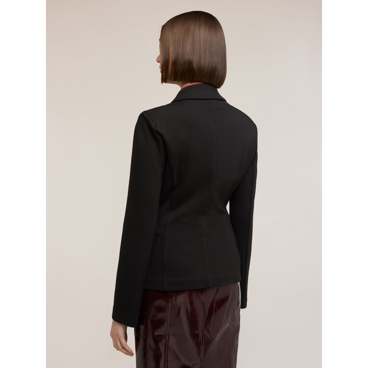 Blazer non doublé en point milanais noir, MOTIVI