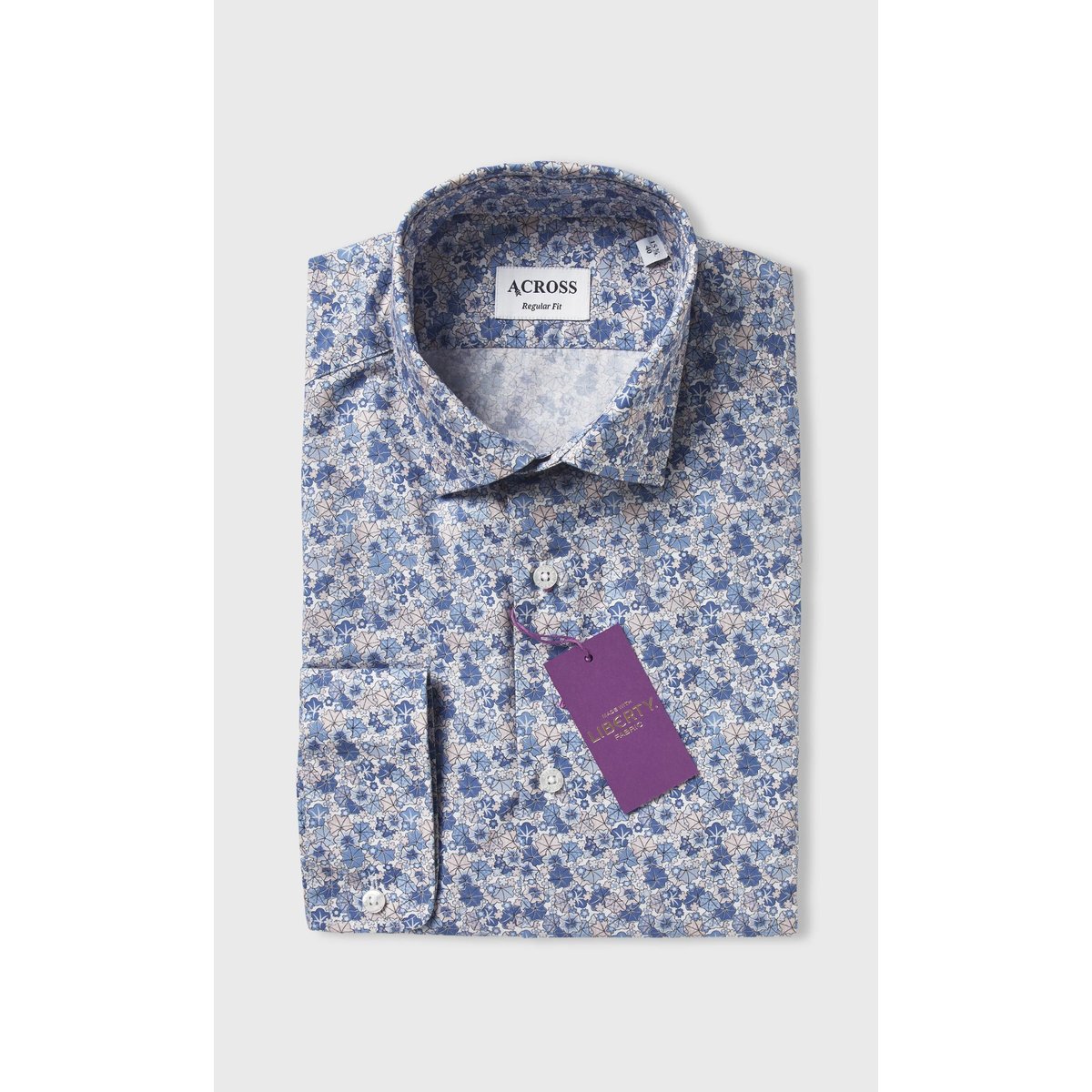 Chemise Regular fit Liberty Fabric fleurs printanières rose, ACROSS