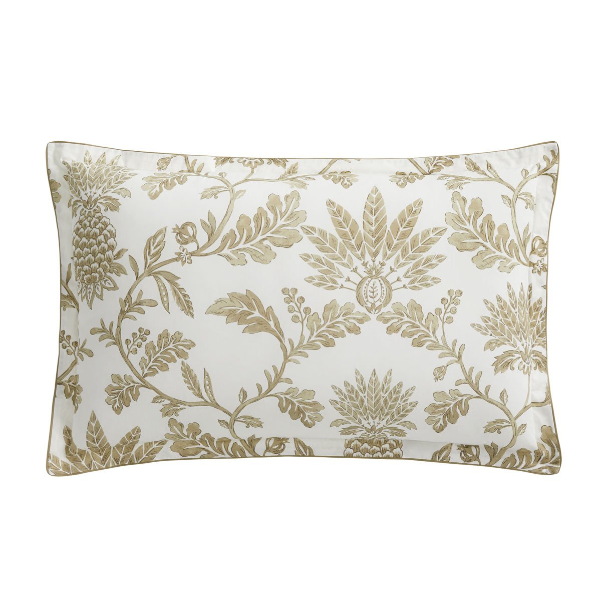 Taie d'oreiller imprimée en percale de coton, BAROQUE blanc et marron, ALEXANDRE TURPAULT