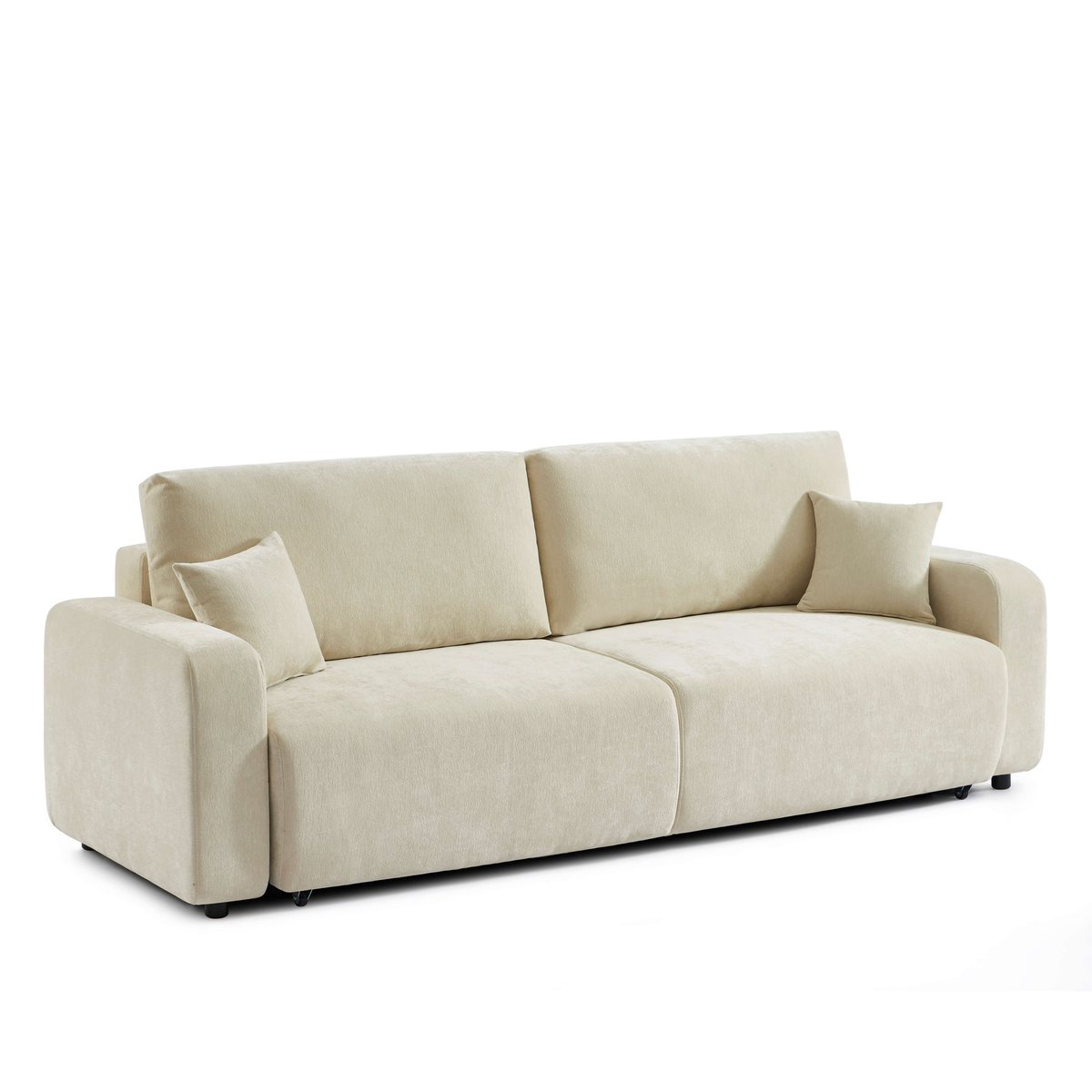 Canapé droit convertible tissu LIVIO beige, BAÏTA