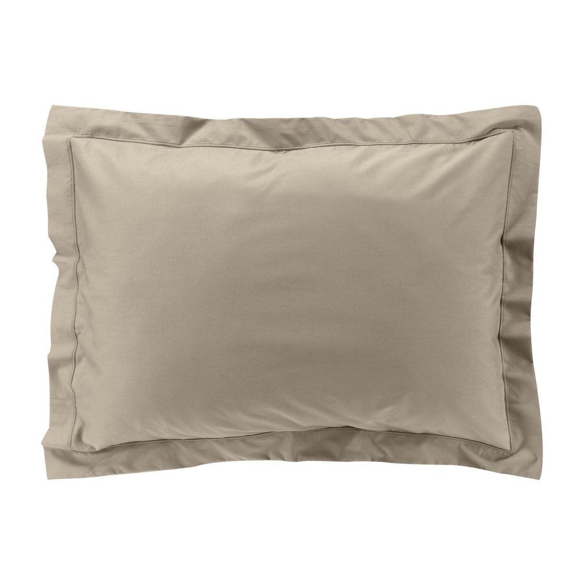 Taie d'oreiller volant plat 100% percale de coton ORIGINE sable, DOUCEUR D'INTÉRIEUR