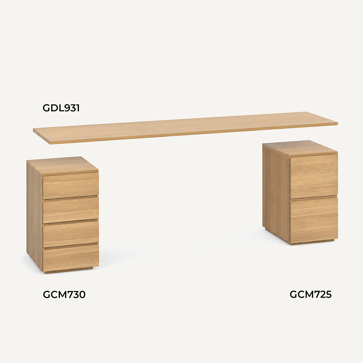 Plateau de bureau, en plaqué chêne, longueur 250 cm, Working chêne naturel, AM.PM