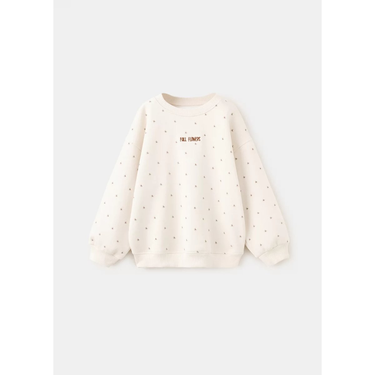Sweat à fleurs détail brodé blanc cassé, MANGO BABY