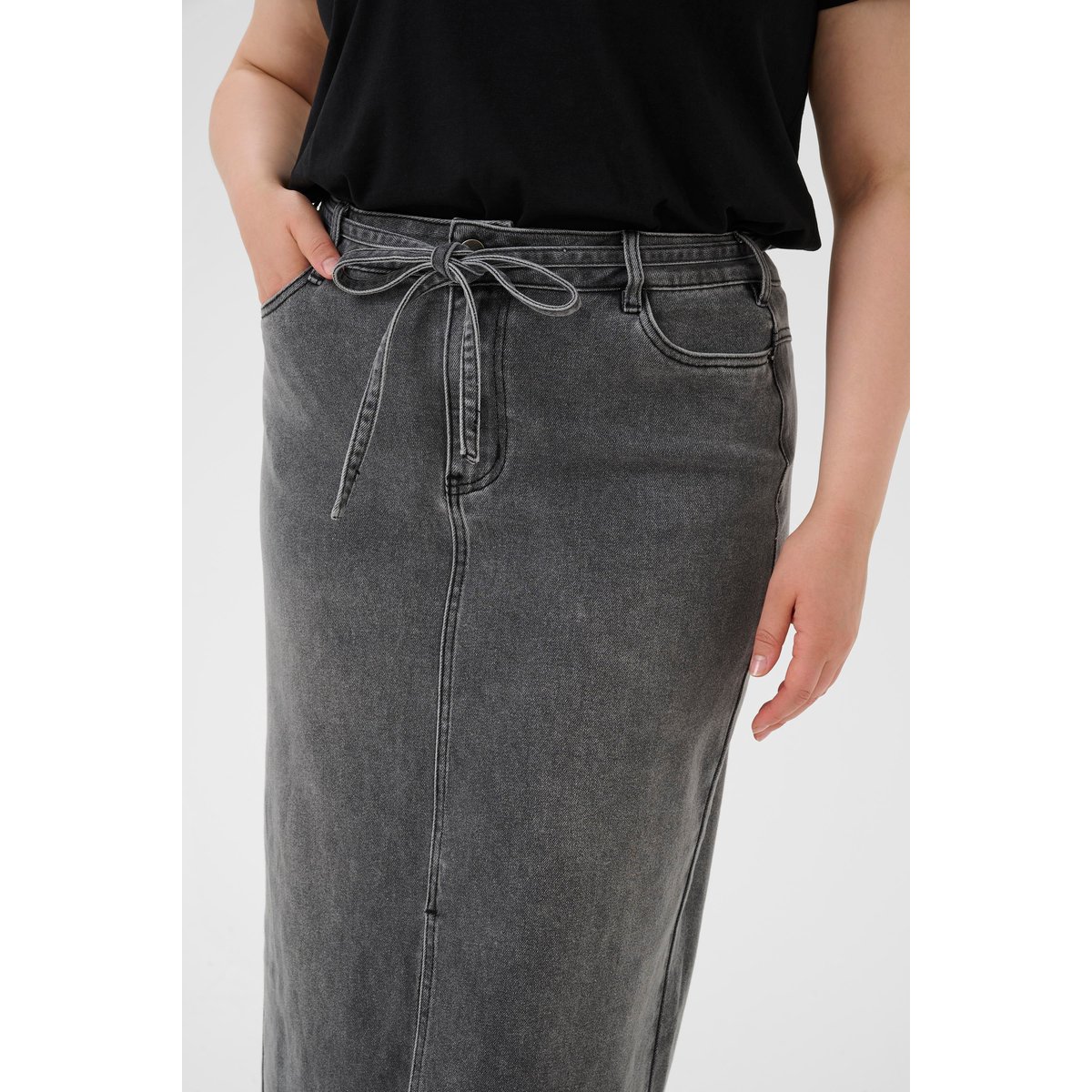 Jupe en jean gris medium grey denim, KAFFE CURVE