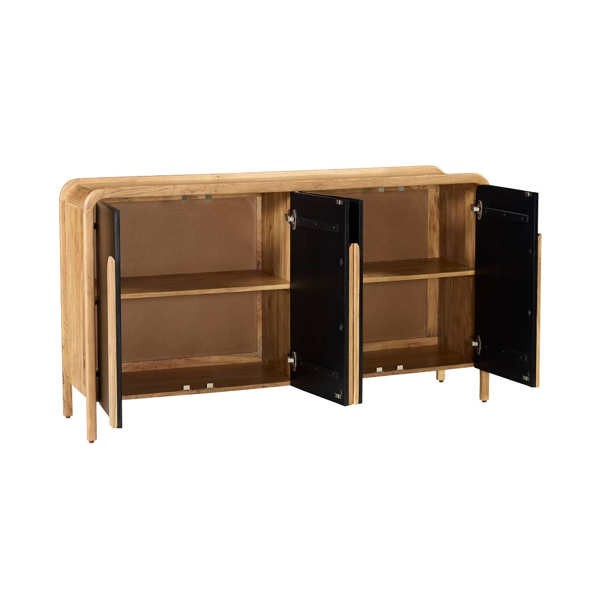 Buffet 4 portes en bois d'acacia CESAR noir, MADE IN MEUBLES