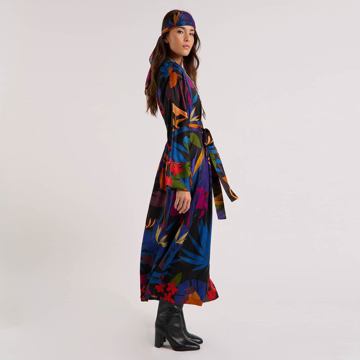 Robe longue à nouer JOLINE noir, WILD