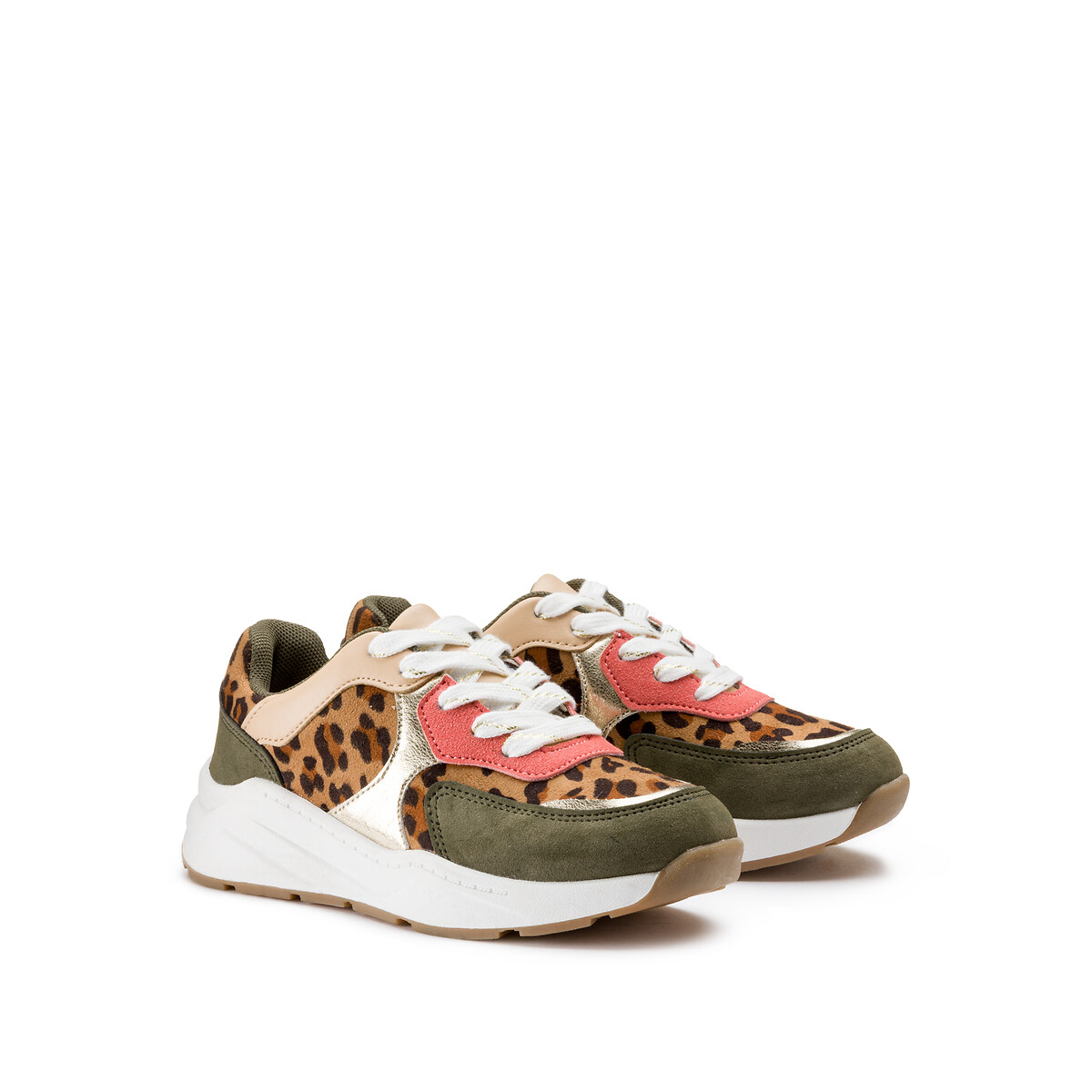Baskets à lacets imprimé léopard multicolore, LA REDOUTE COLLECTIONS