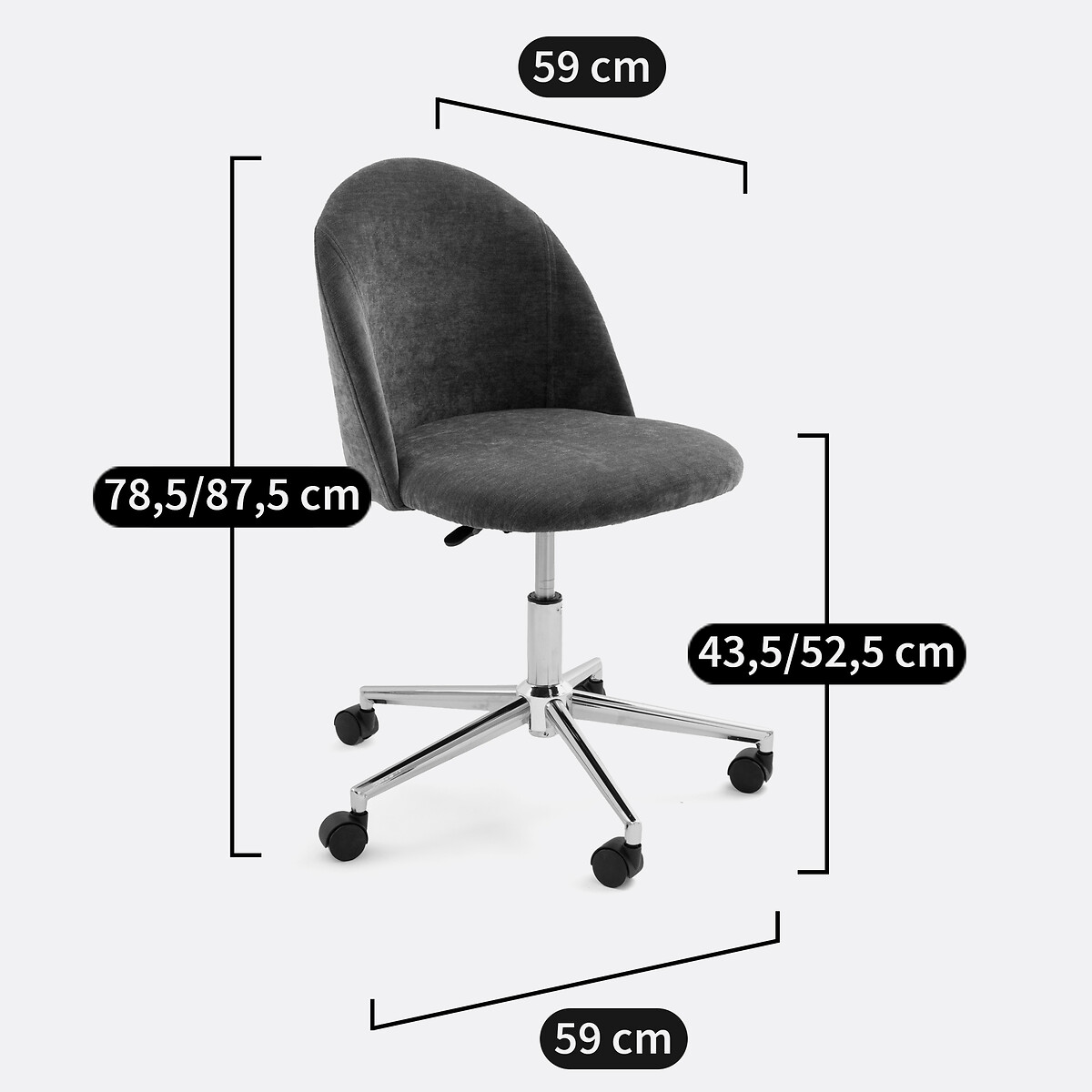 Bürostuhl mit Rollen, aus strukturiertem Stoff, BRITTY beige, LA REDOUTE INTERIEURS