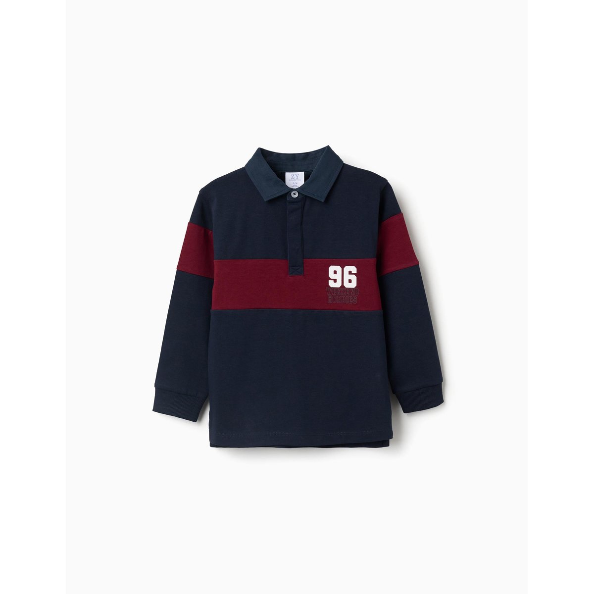 Polo en coton à manches longues avec imprimé rouge foncé, ZIPPY