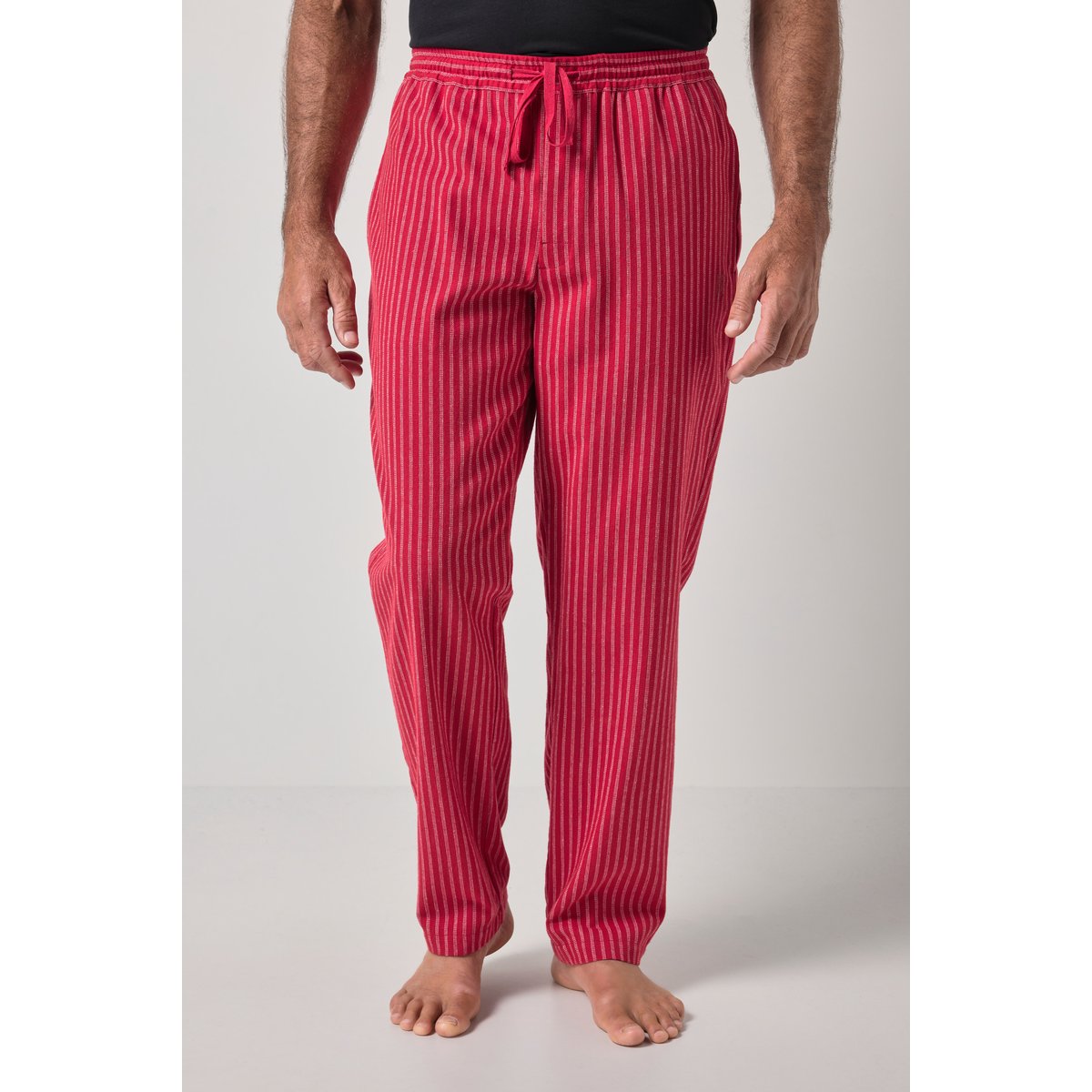 Pantalon de pyjama en flanelle rayée rouge velours, JP1880