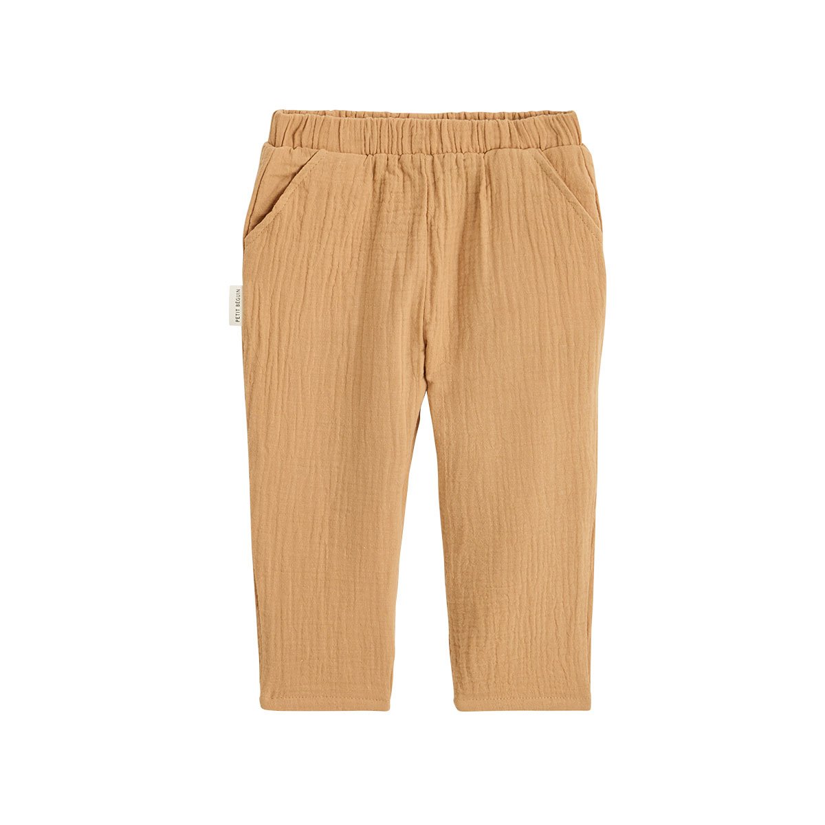 Pantalon enfant en gaze de coton Baroudeur moutarde, PETIT BEGUIN