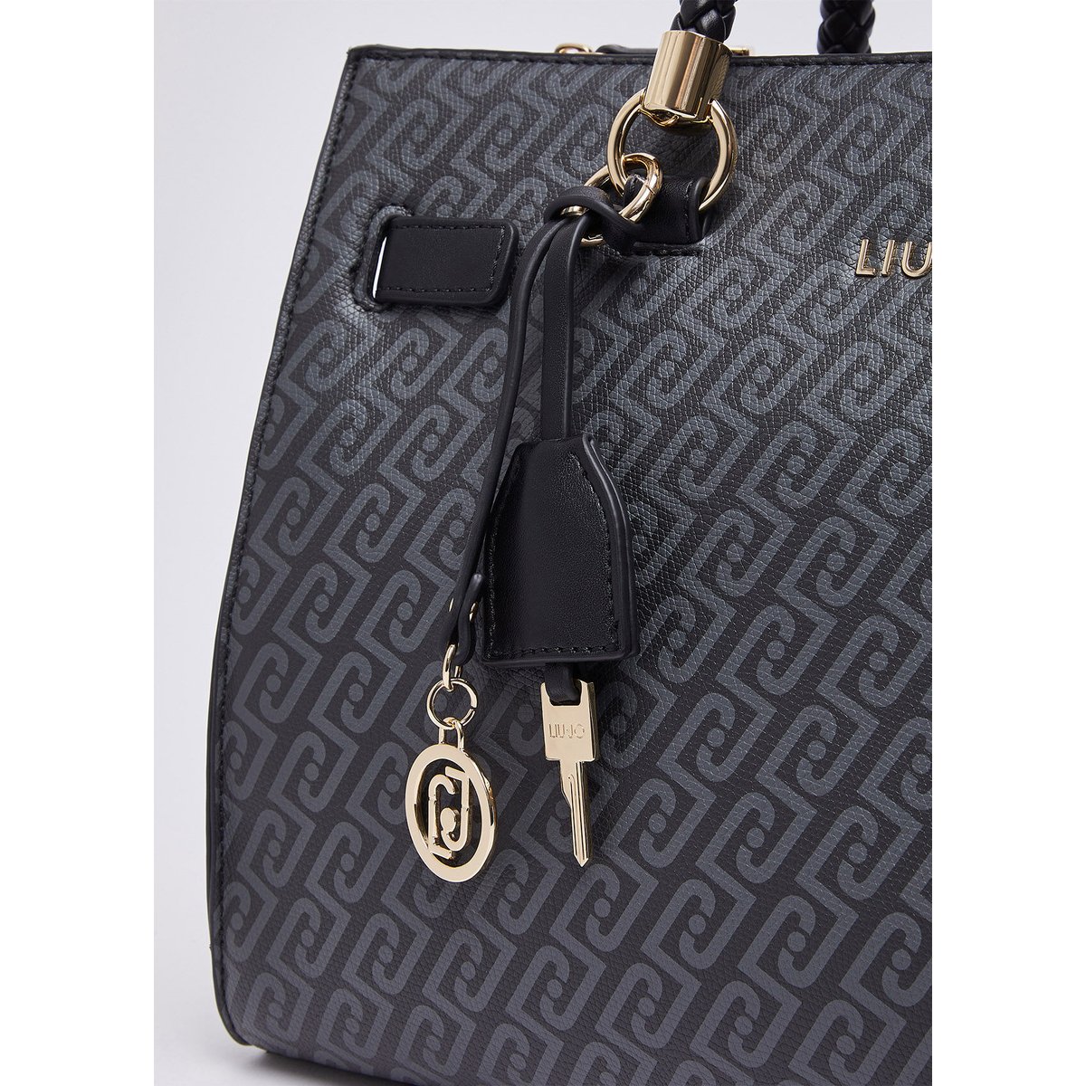 Sac satchel moyen avec foulard noir, LIU JO
