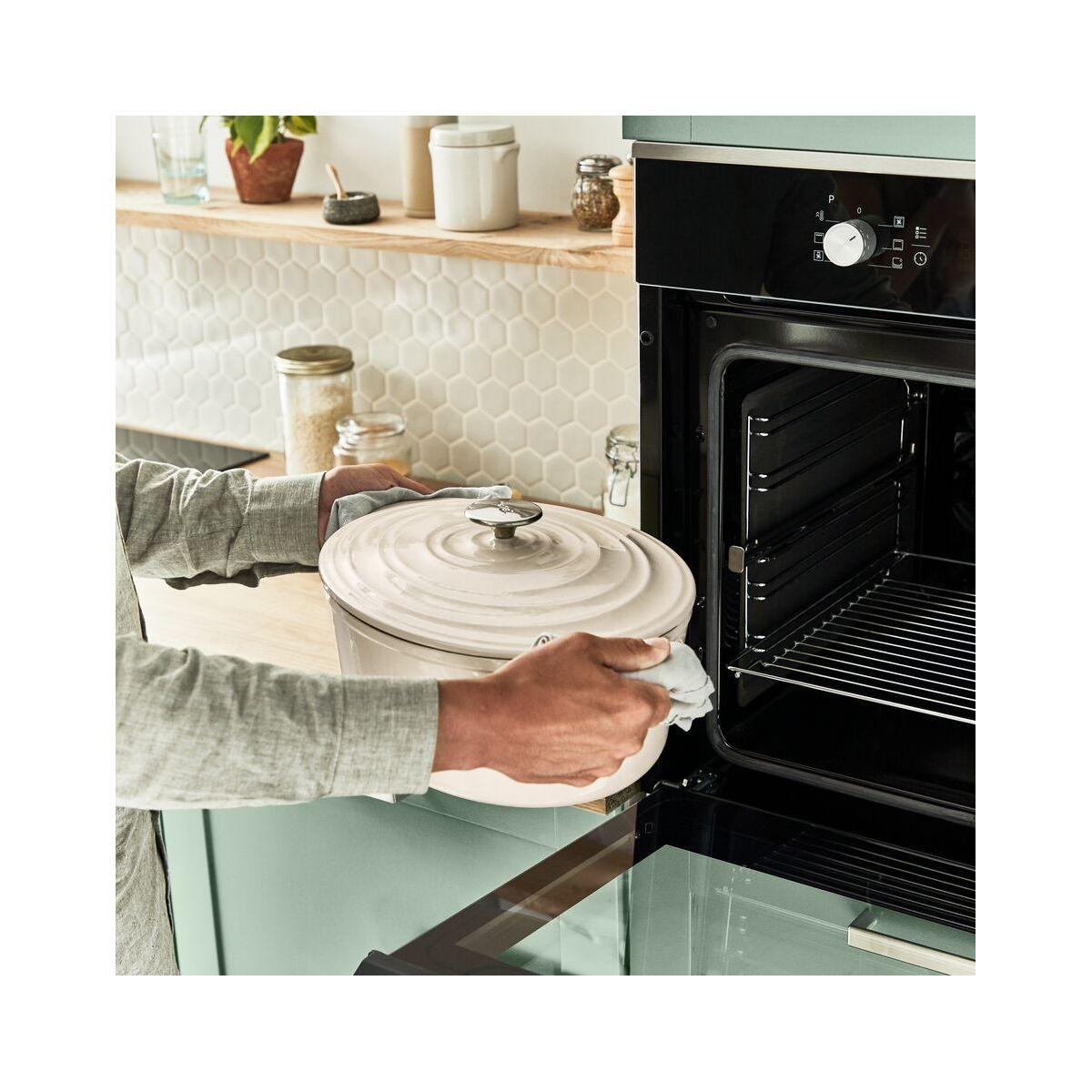 Cocotte Fonte LOV faitout 34cm beige beige, TEFAL