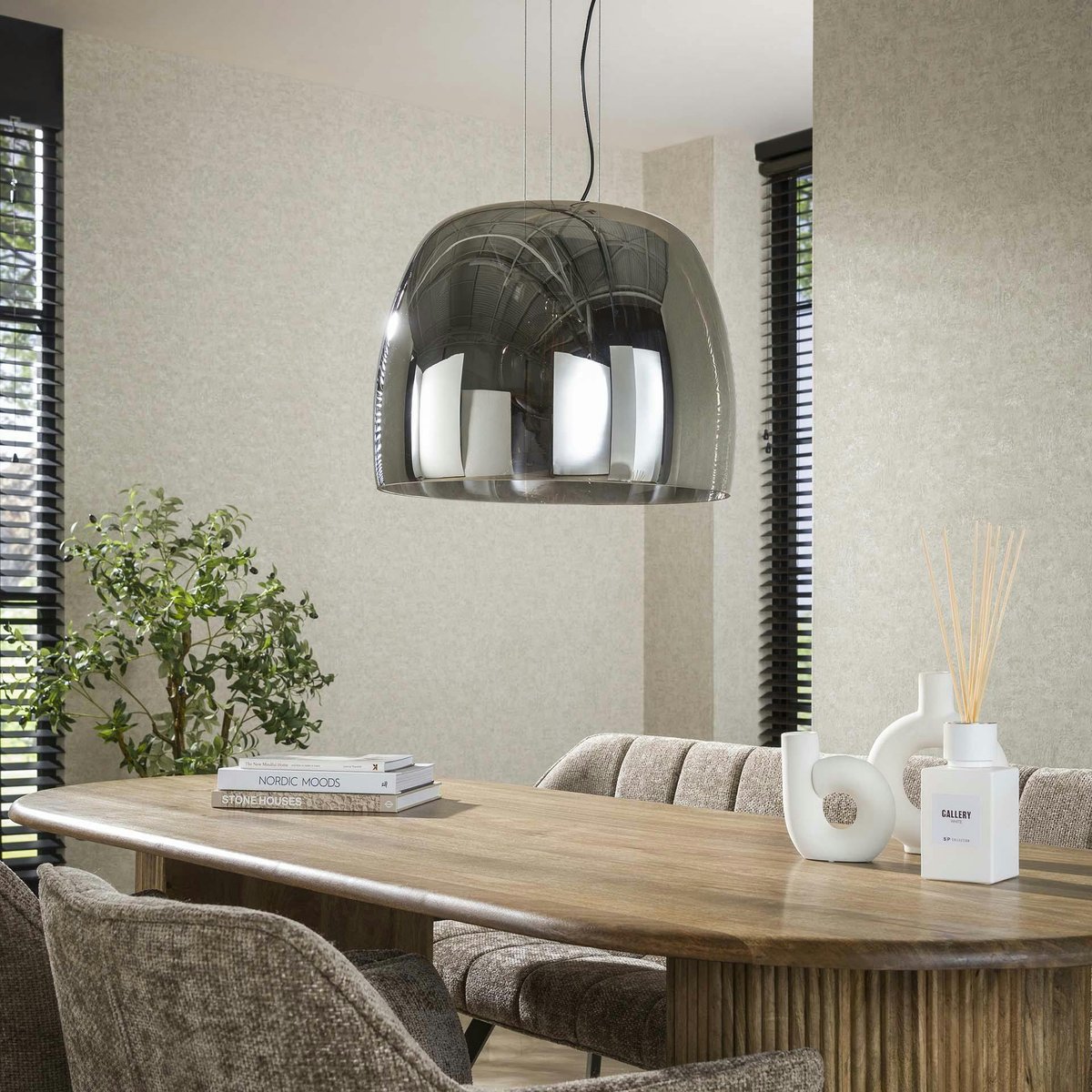 Suspension cloche en verre NIAGARA chrome, PIER IMPORT