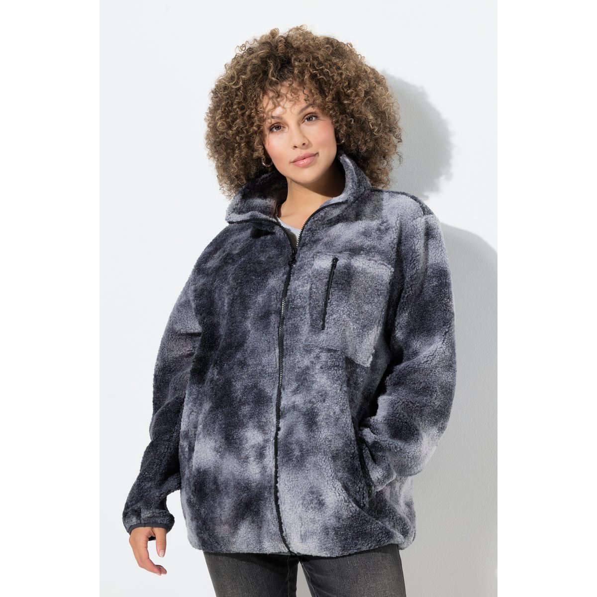 Veste polaire très douce à col montant gris graphite, ULLA POPKEN