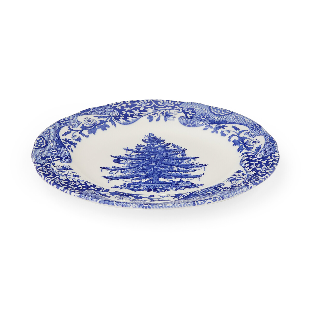 Set of 4 Blue Christmas Tree Side Plates blue, SPODE