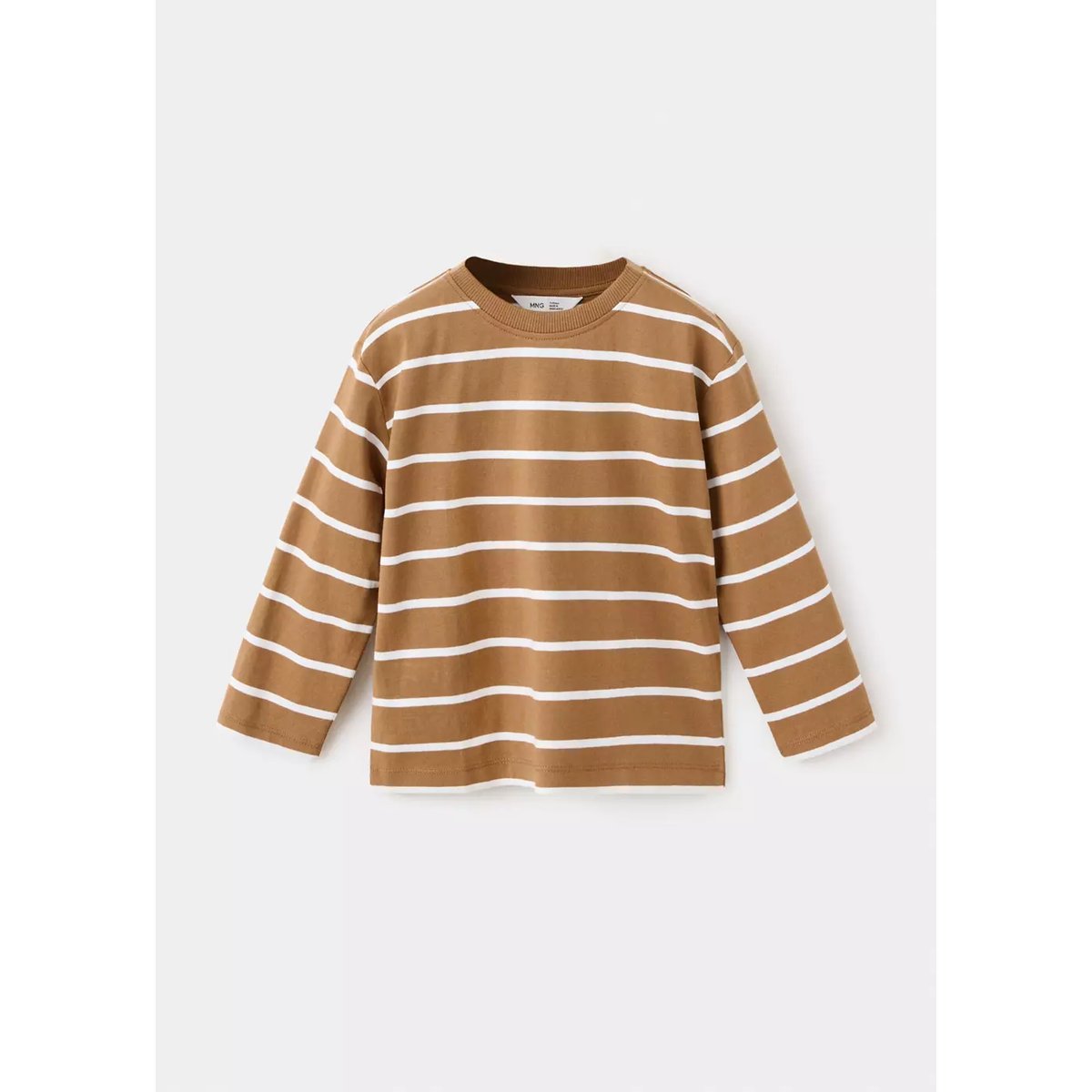T-shirt coton à rayures caramel, MANGO BABY