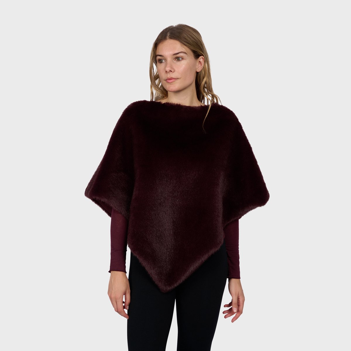 Poncho à coupe ample MEGEVE bordeaux, OAKWOOD