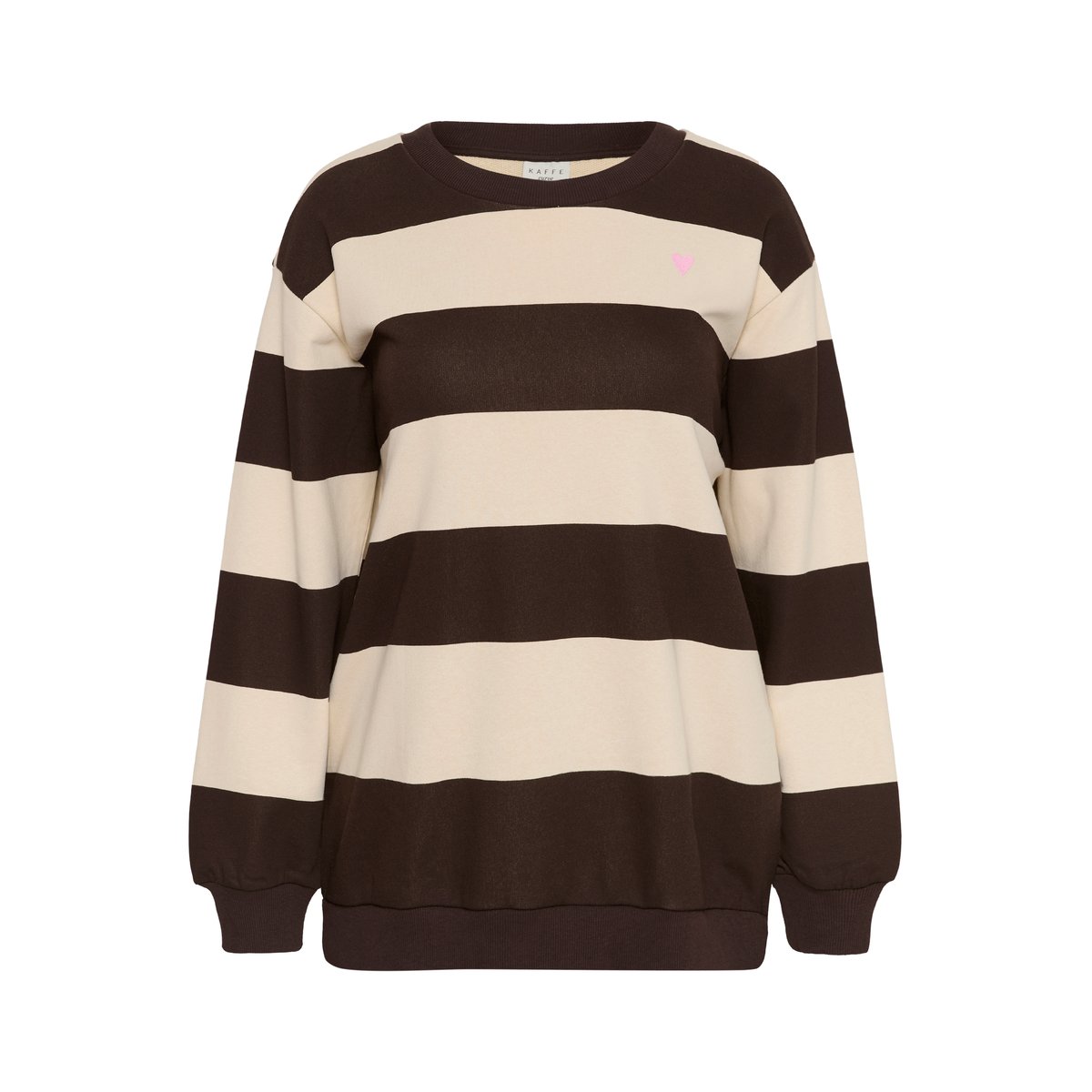 Sweatshirt marron blanc seal brown/turtledove stripe, KAFFE CURVE