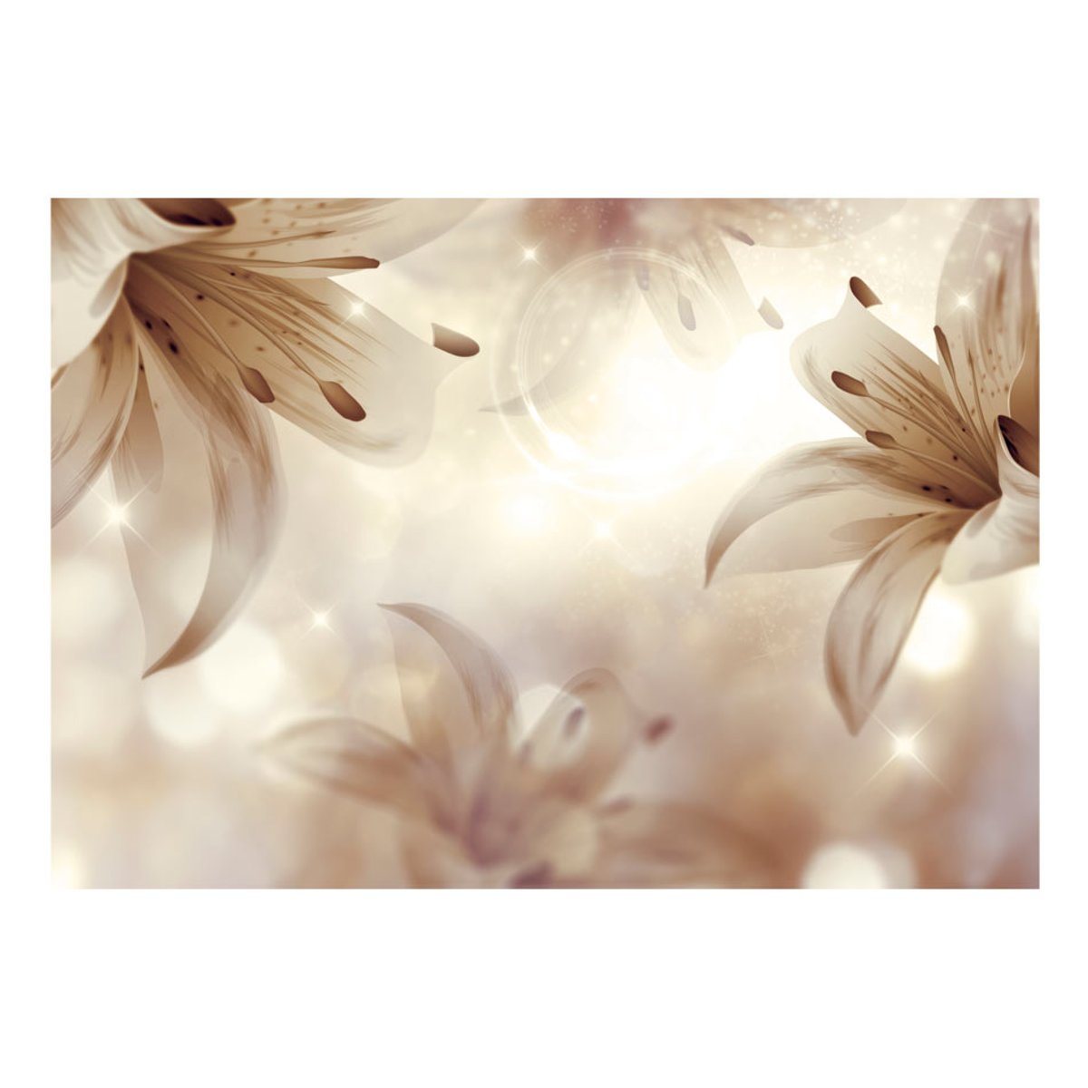 Papier peint intissé panoramique Fleurs Gentle Symphony beige, EDEN