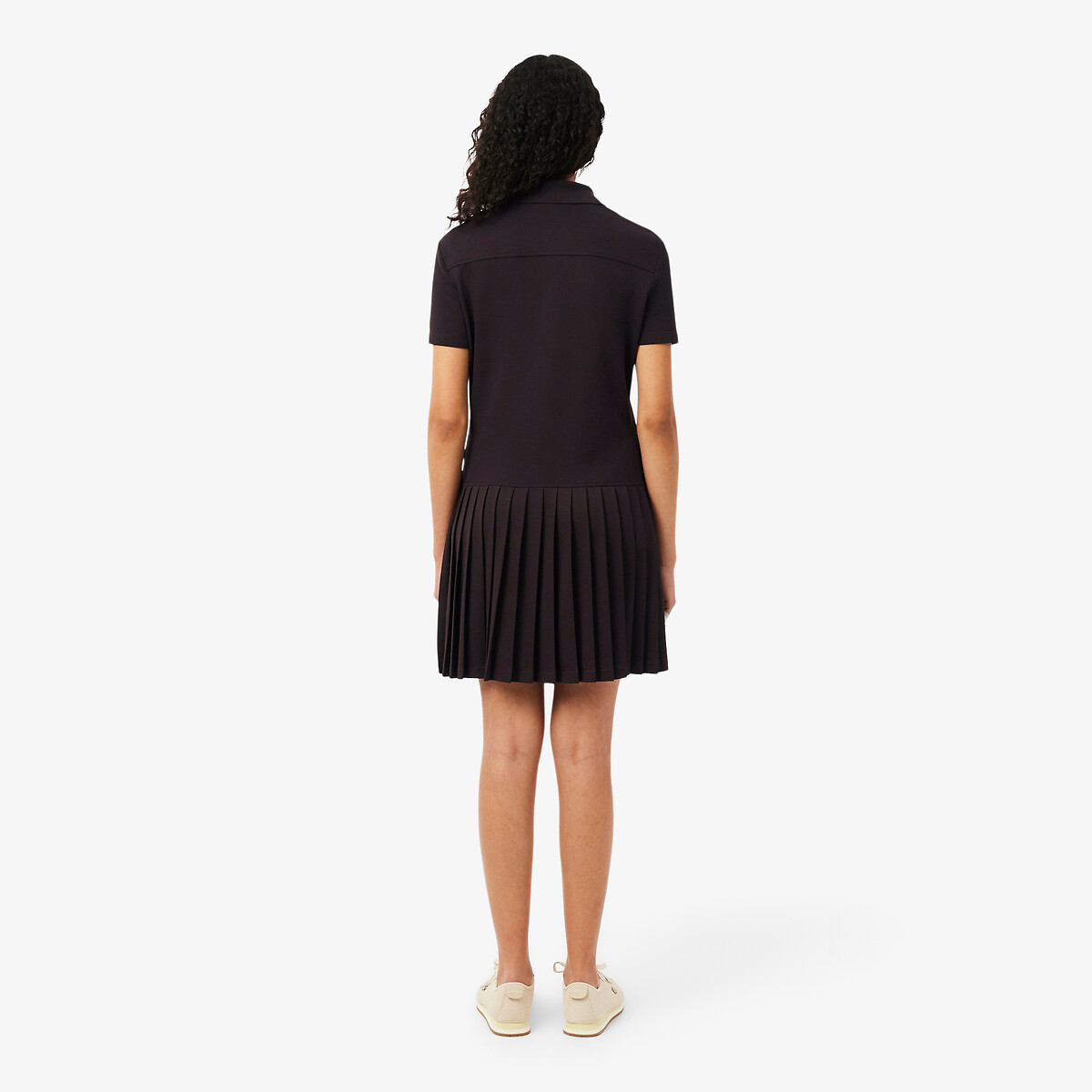 Short Sleeve Pleated Polo Shirt Dress brown, LACOSTE