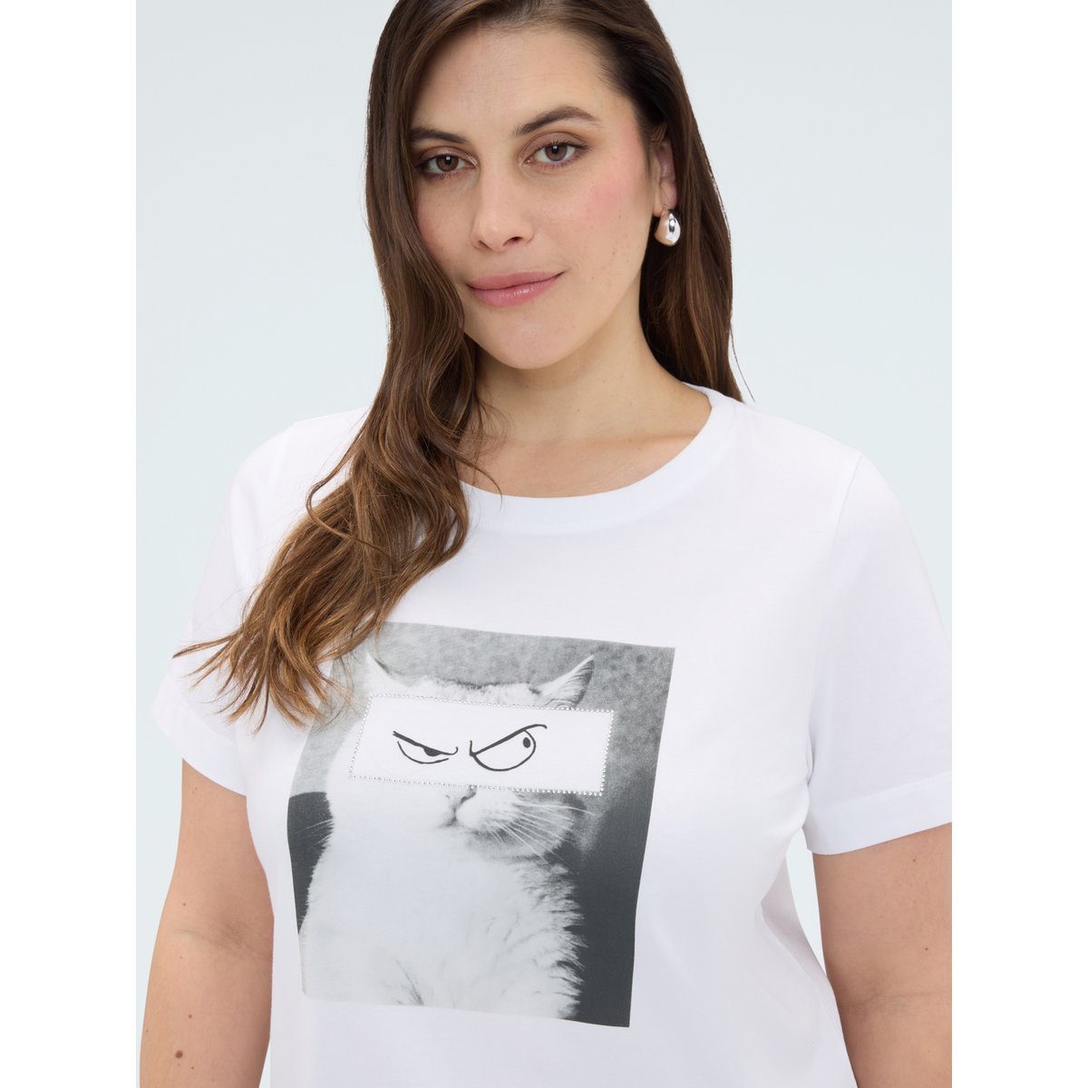 T-shirt avec imprimé chat blanc, FIORELLA RUBINO