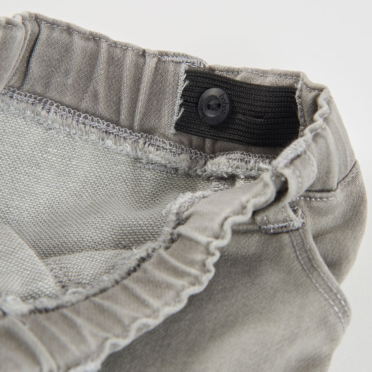Pantalon fille denim brodé de fleurs gris, BOBOLI