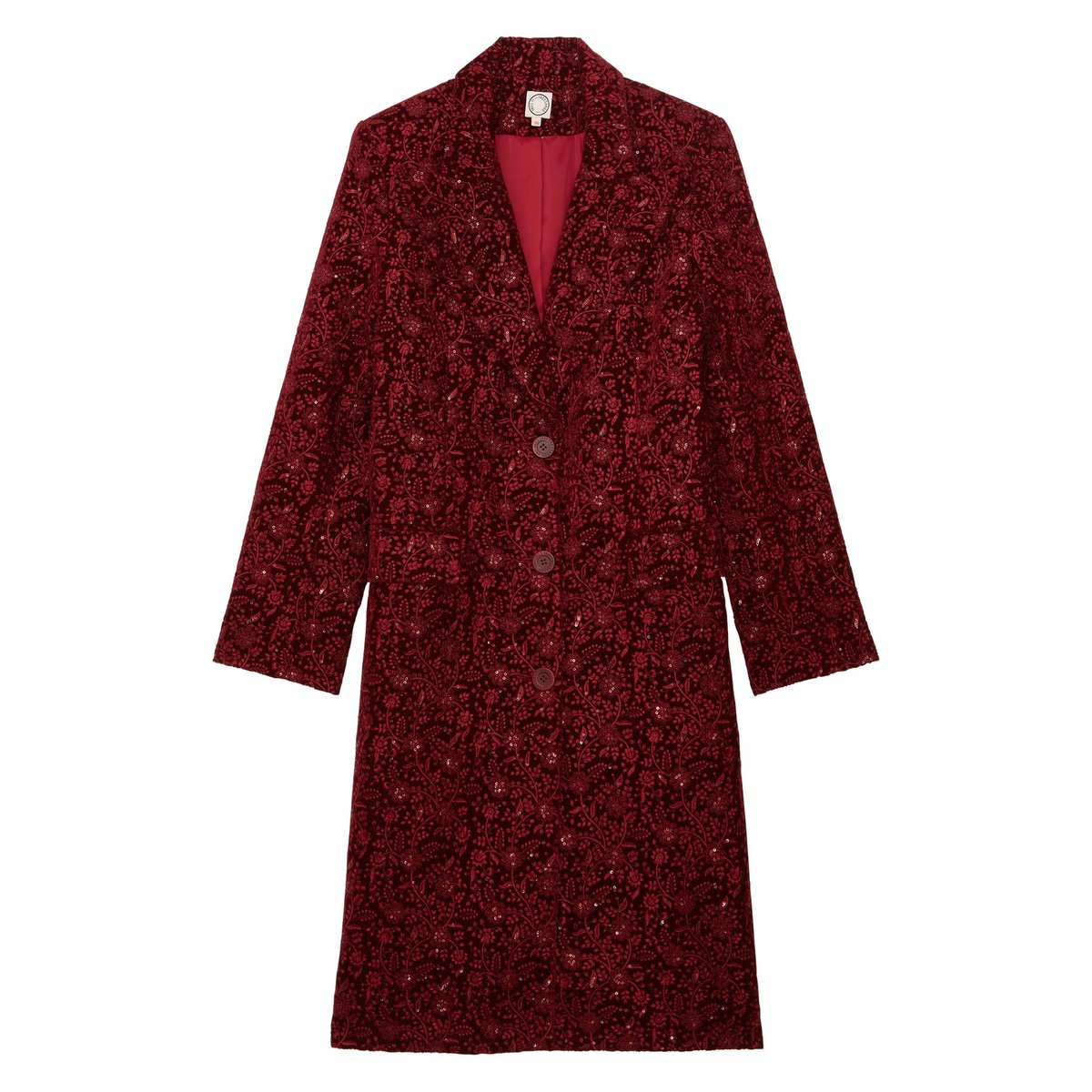 Manteau Zahee brodé rouge, INES DE LA FRESSANGE PARIS