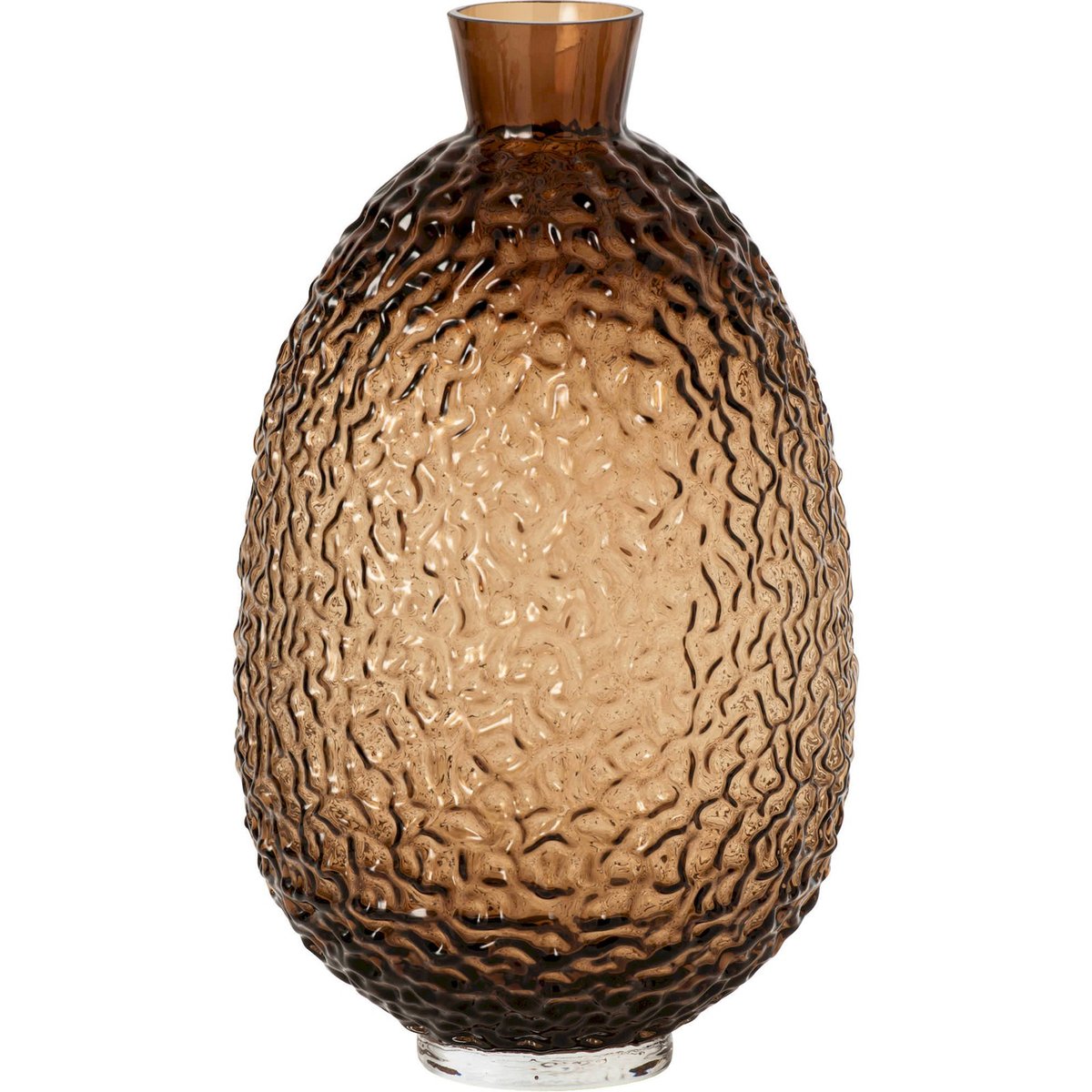 Vase ovale texturé en verre marron ambré, RECOLLECTION