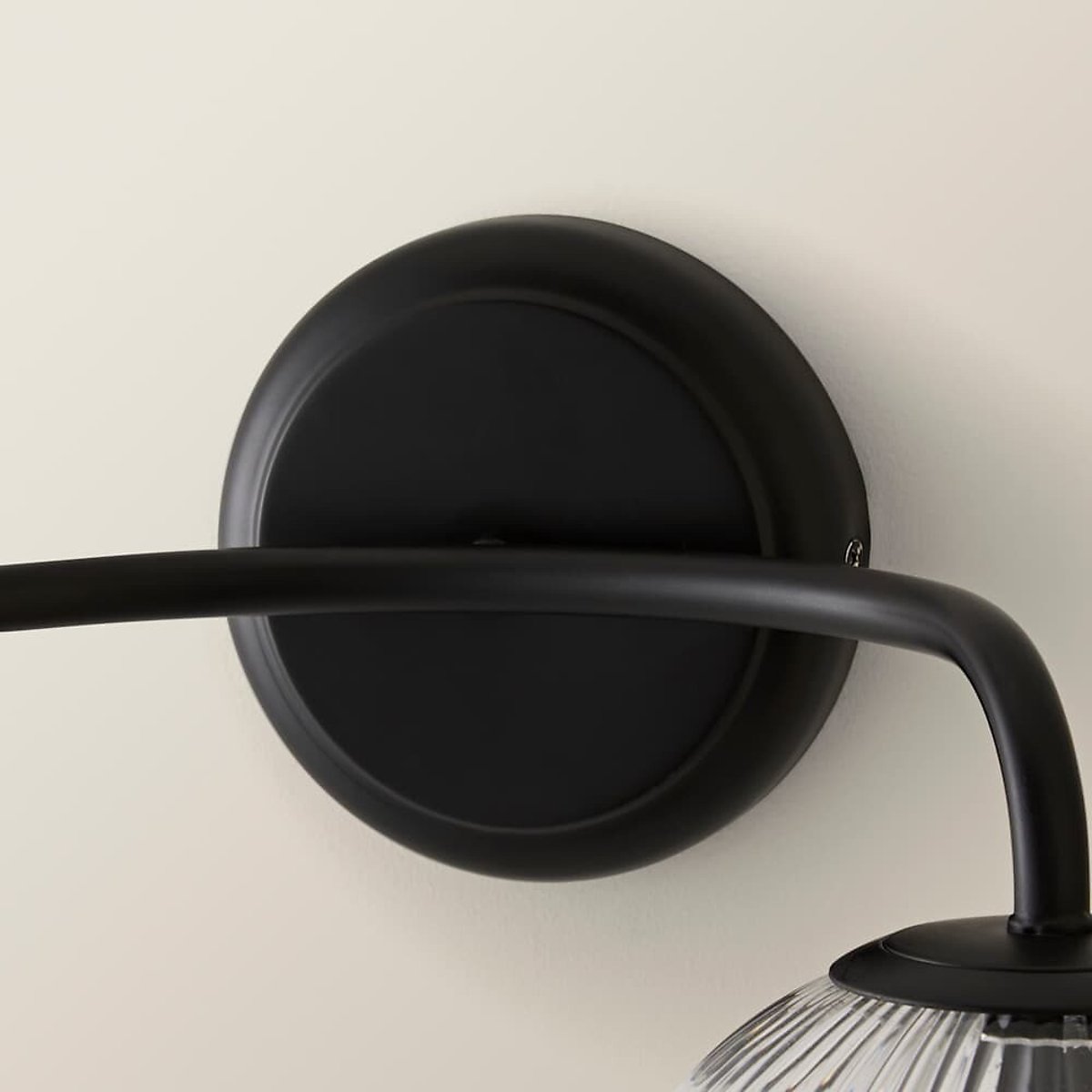 Kemp 2-Arm Wall Light with Ribbed Glass Globe Shade black, SO'HOME