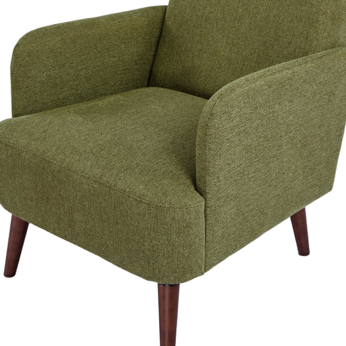 Fauteuil rétro en tissu pieds bois foncé- BROOKS vert, DRAWER