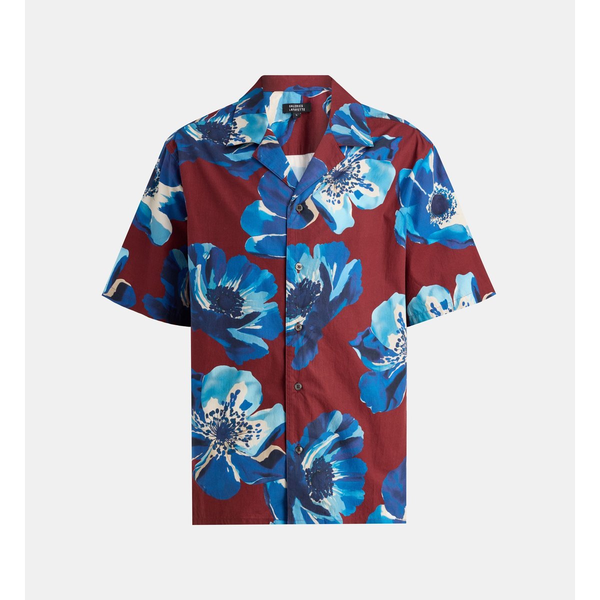 Chemisette droite tirtflo florale coton rouge foncé, GALERIES LAFAYETTE