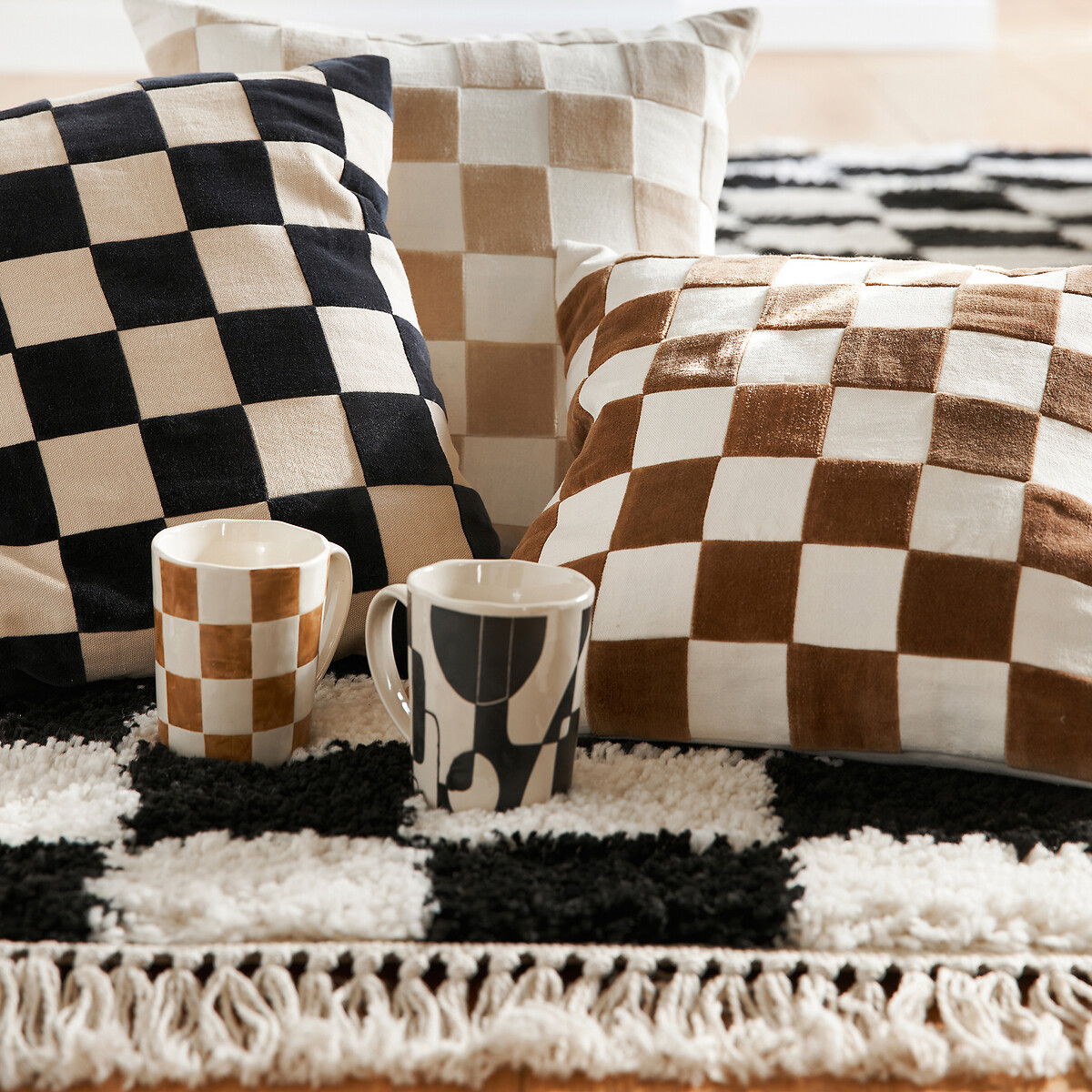 Lysmée 40 X 40cm Cushion Cover ecru/caramel, LA REDOUTE INTERIEURS