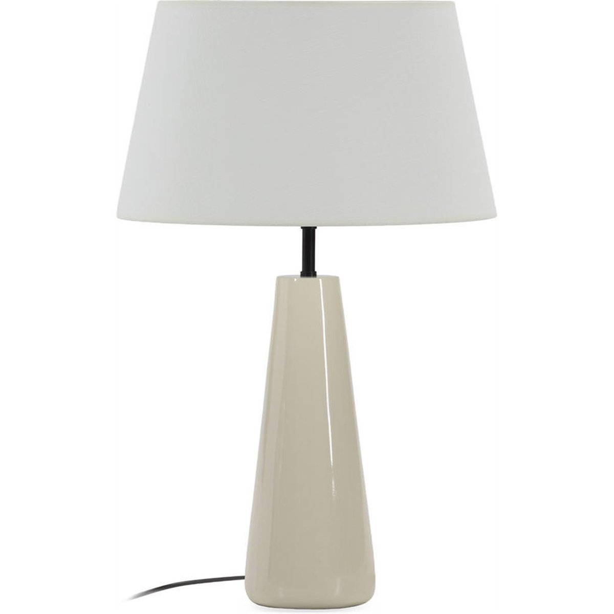 Lampe à poser contemporaine, Pied élancé blanc brillant et noir, RECOLLECTION