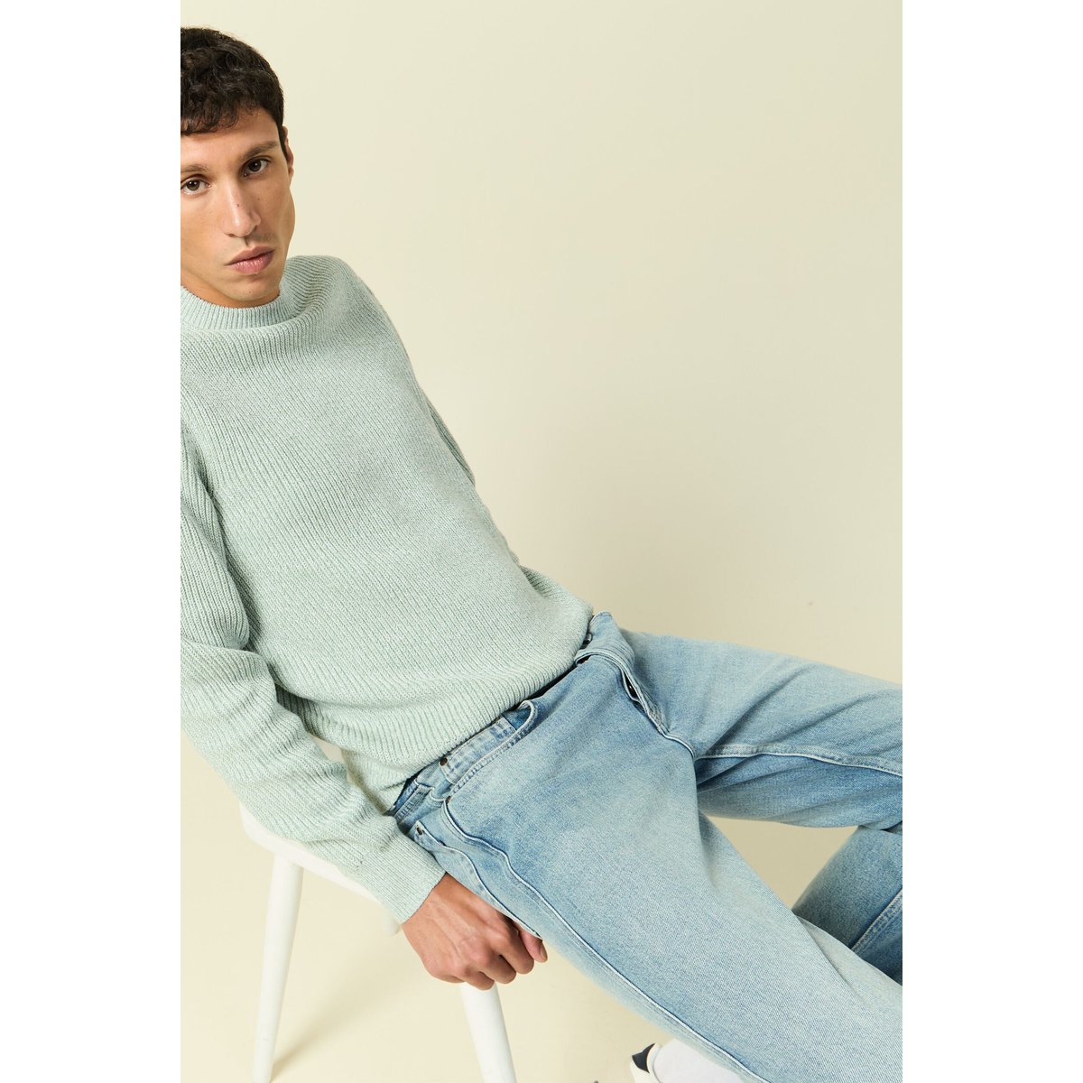 Pull manches longues vert pastel, BONOBO